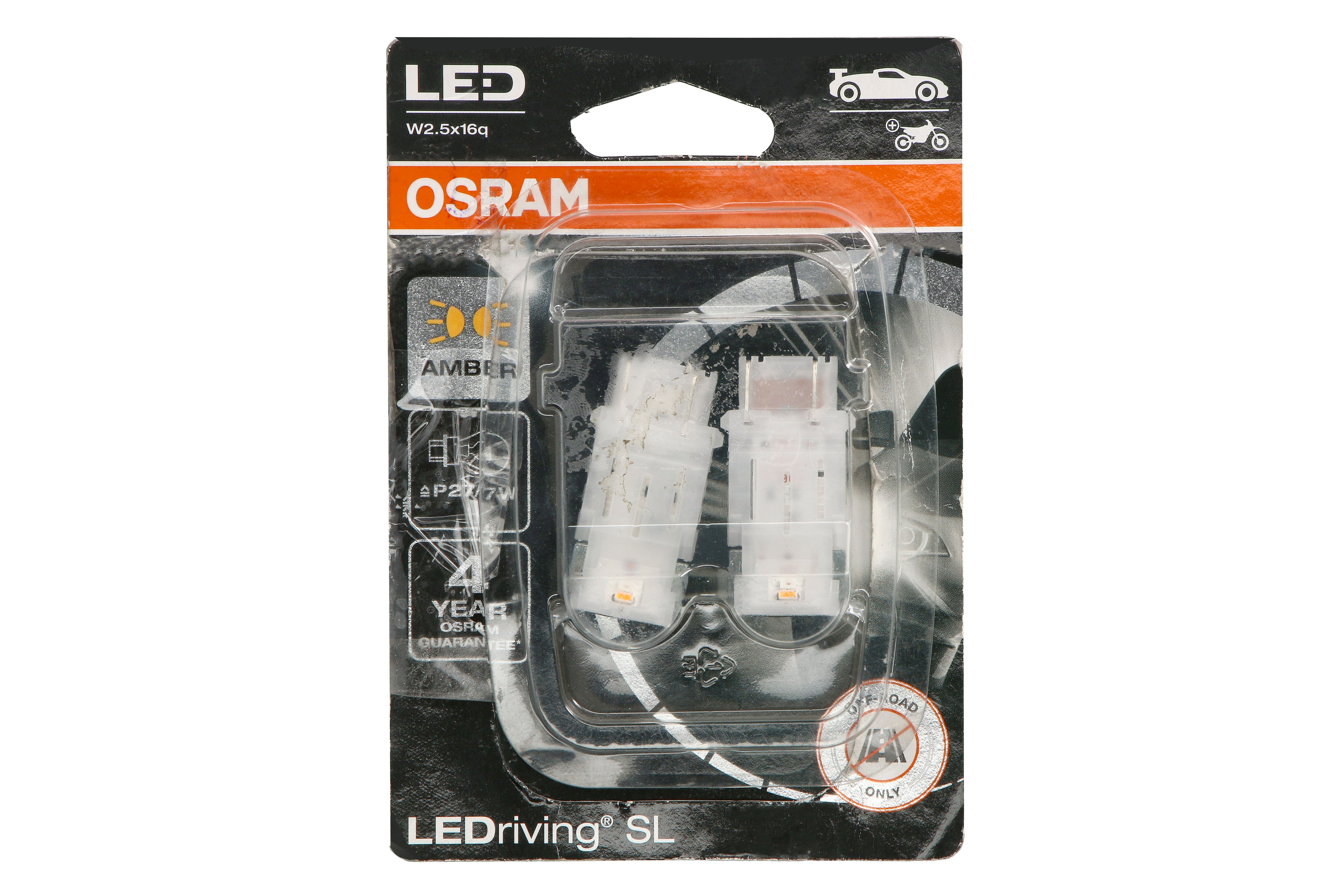 Автолампа світлодіодна P27/7W LED 12V 1.9W W2.5X16Q / LEDRIVING® SL / YELLOW - ЯНТАРНИЙ- OSRAM (3157DYP-02B) osram фото 4
