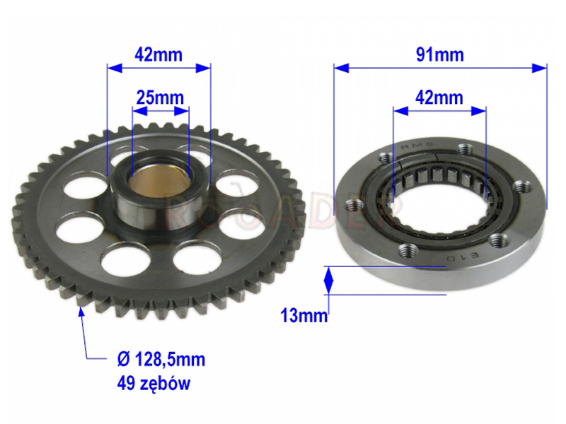 Levně RMS volnoběžný převod, startér APRILIA LEONARDO 250, 300, 250 ST 99-06, YAMAHA VP 250 X-CITY, 300 (VERSITY) 03-13, YP 250 (MAJESTY), DX (MAJESTY), R