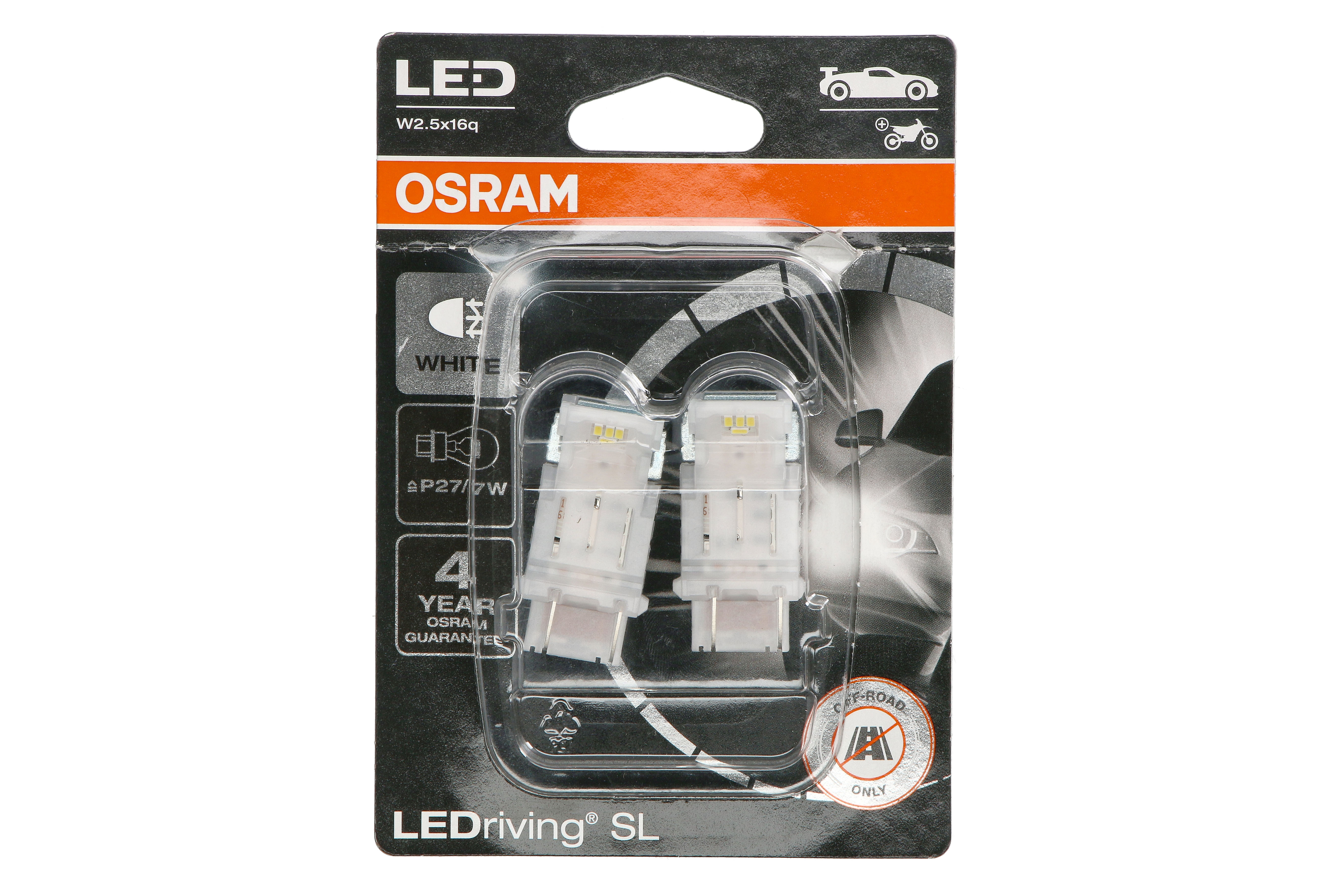LED лампочка (упаковка-блістер 2шт) P27/7W 12В 2Вт без гомологічного сертифікату LEDriving SL, Білий 6000K фото 2