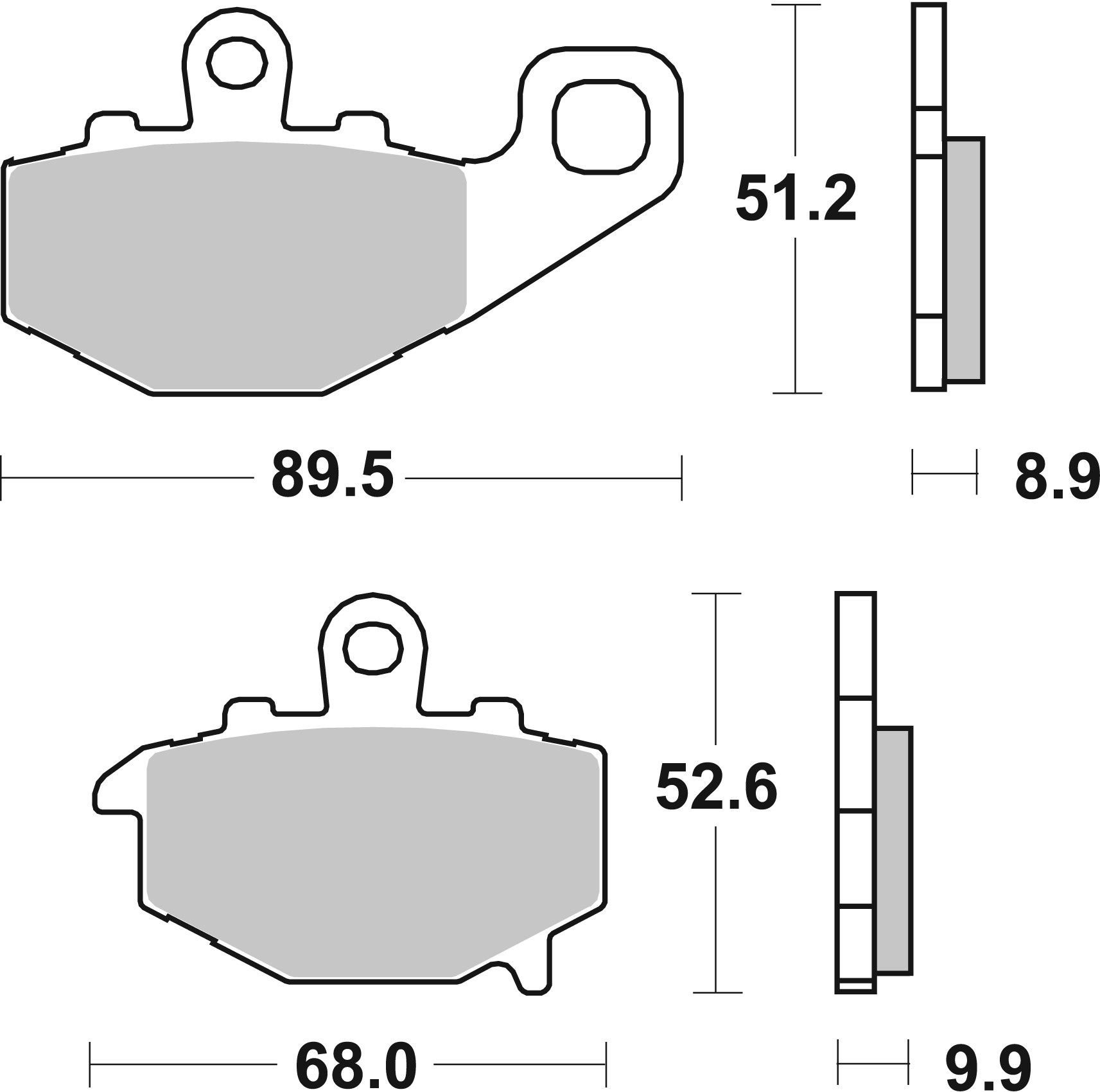 BREMBO sada brzdových destiček, kotoučová brzda KAWASAKI ER-6F 650 06-16, ER-6N 650 06-10, GPZ 1100 (ABS) 95-98 (MT07KA1617, 2P269NS, 2P269SS, 2P269ST, FE LMP287SR, MCB662LF)
