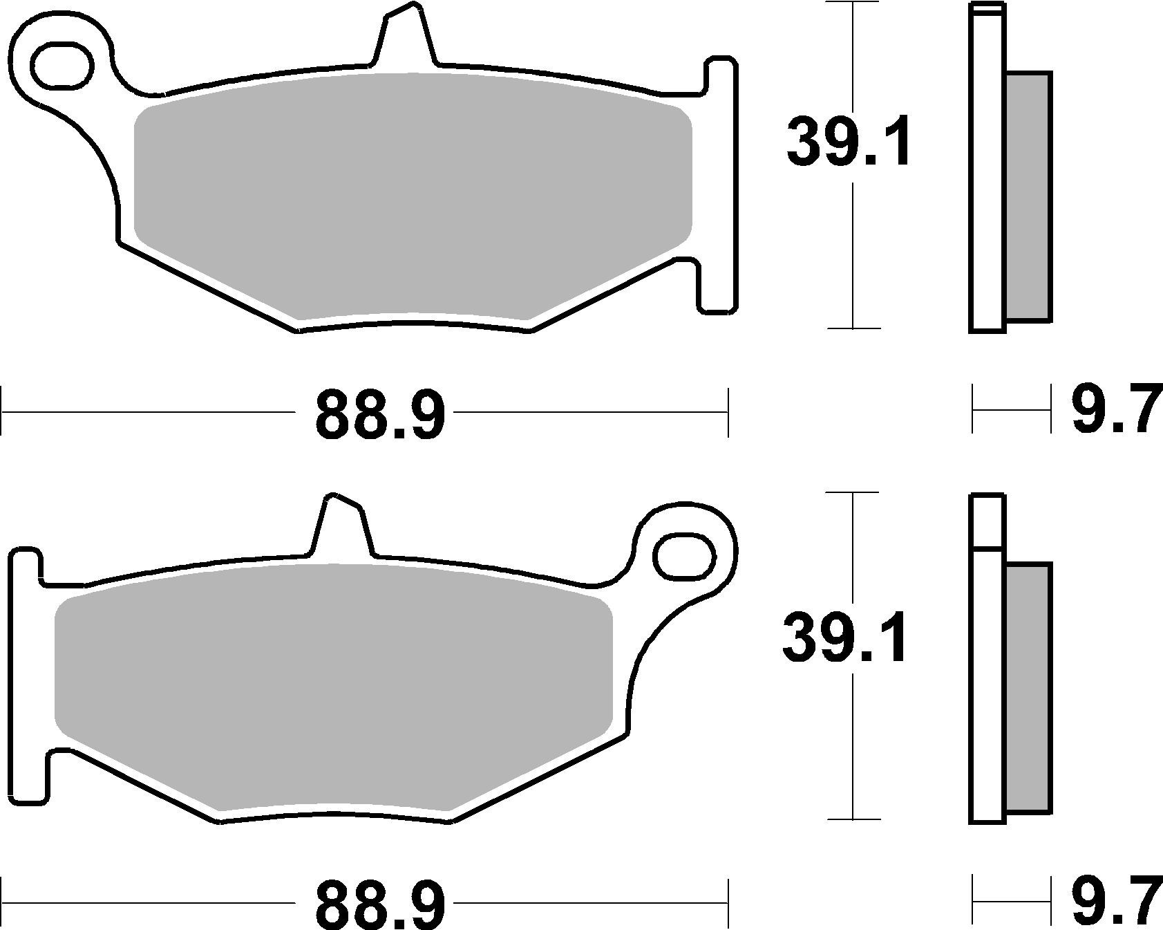 BREMBO sada brzdových destiček, kotoučová brzda KAWASAKI KLE 650 (VERSYS) 07, SUZUKI GSR 600 A (ABS) 06-07, GSX 1300 R (HAYABUSA), BK (B-KING), BKA (B-KING) ABS 07-12, GSX-R 600, 750, 1000 06-08 (2P319NS)