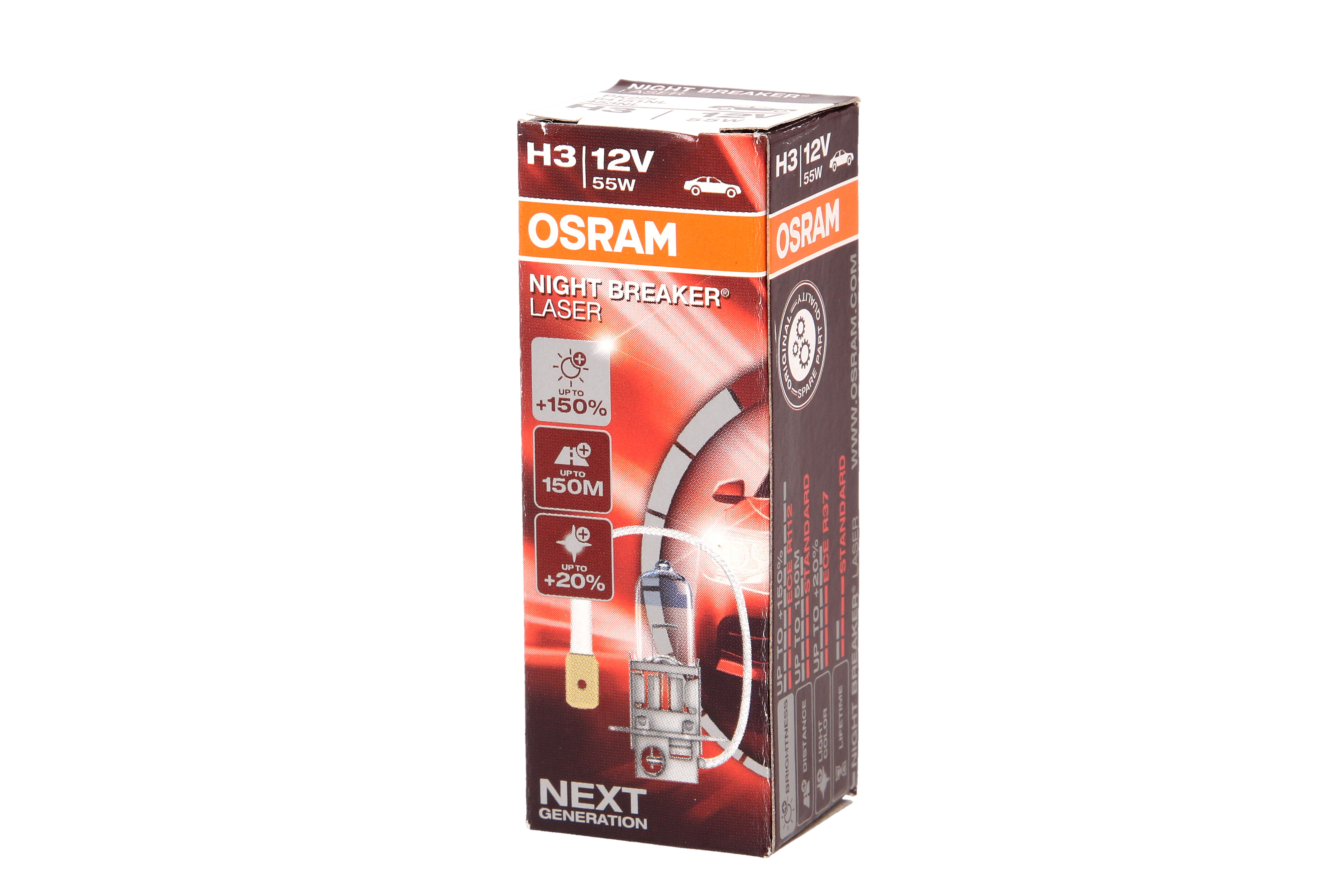Автолампа галогенова 55W H3 12V 55W PK22S / NIGHT BREAKER® LASER - НА 150% БІЛЬШЕ СВІТЛА Н OSRAM (64151NL) osram фото 4