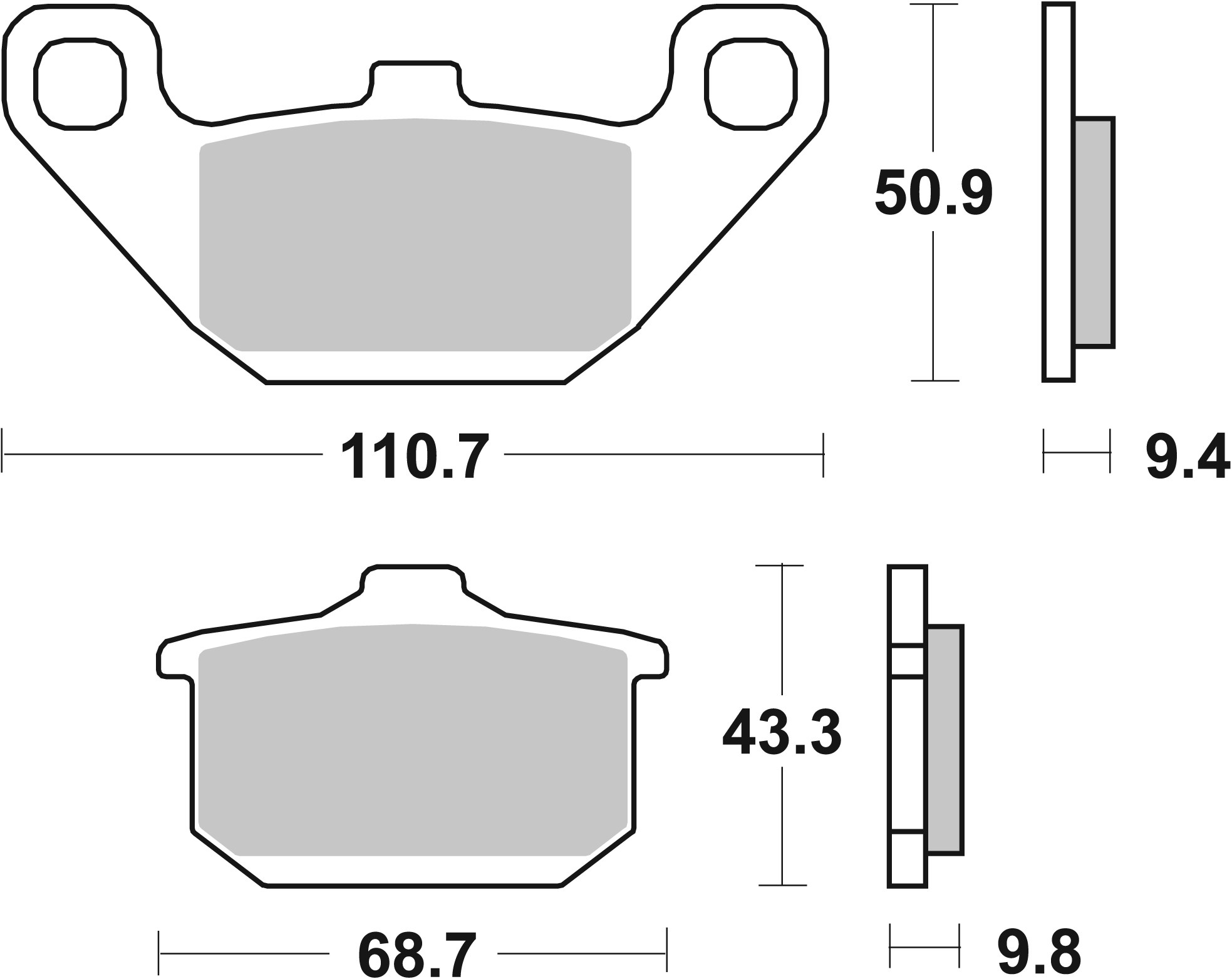 BREMBO sada brzdových destiček, kotoučová brzda HYOSUNG GA 300 98, KAWASAKI EL 250 (ELIMINATOR) 91-95, EN 450 (LTD), 500 (VULCAN) 85-93, EX 250 (NINJA) 86-87, GPX 400 85, GPZ 400, 1100 (UNI TRAK), 500S, 900R (NINJA), 600R (NINJA), 750R, 250, 1000RX (NINJA
