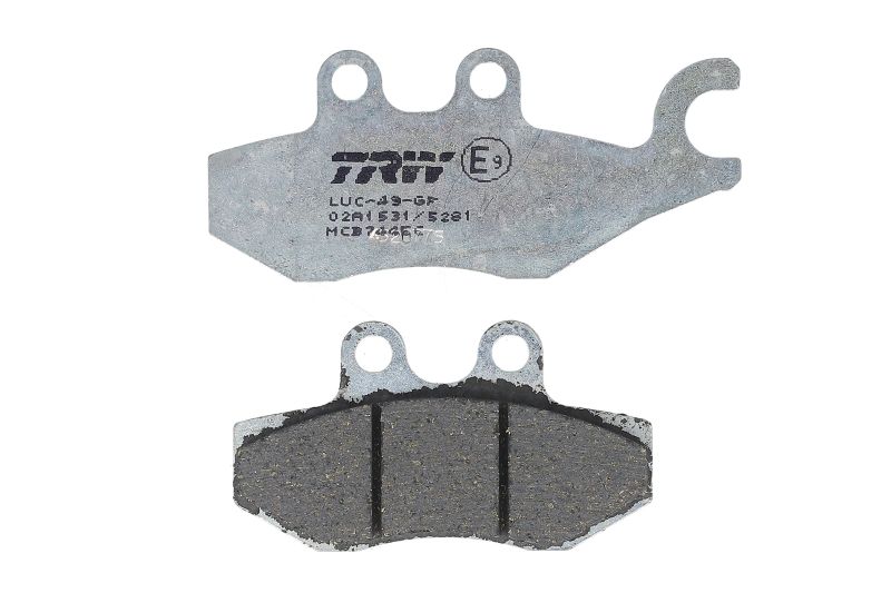 TRW MOTO sada brzdových destiček, kotoučová brzda APRILIA SR 50AC (MOTARD), 125 (MAX 4T), 125 (MOTARD 4T), 300 (MAX) 11-16, SPORTCITY 50 2T, 125 (ONE), 50 4T 08-13, DERBI BOULEVARD 50 10-13, PIAGGIO/VESPA 946 125 16, BEVERLY 125GT, 125 (SPORT), 250I.E., 1