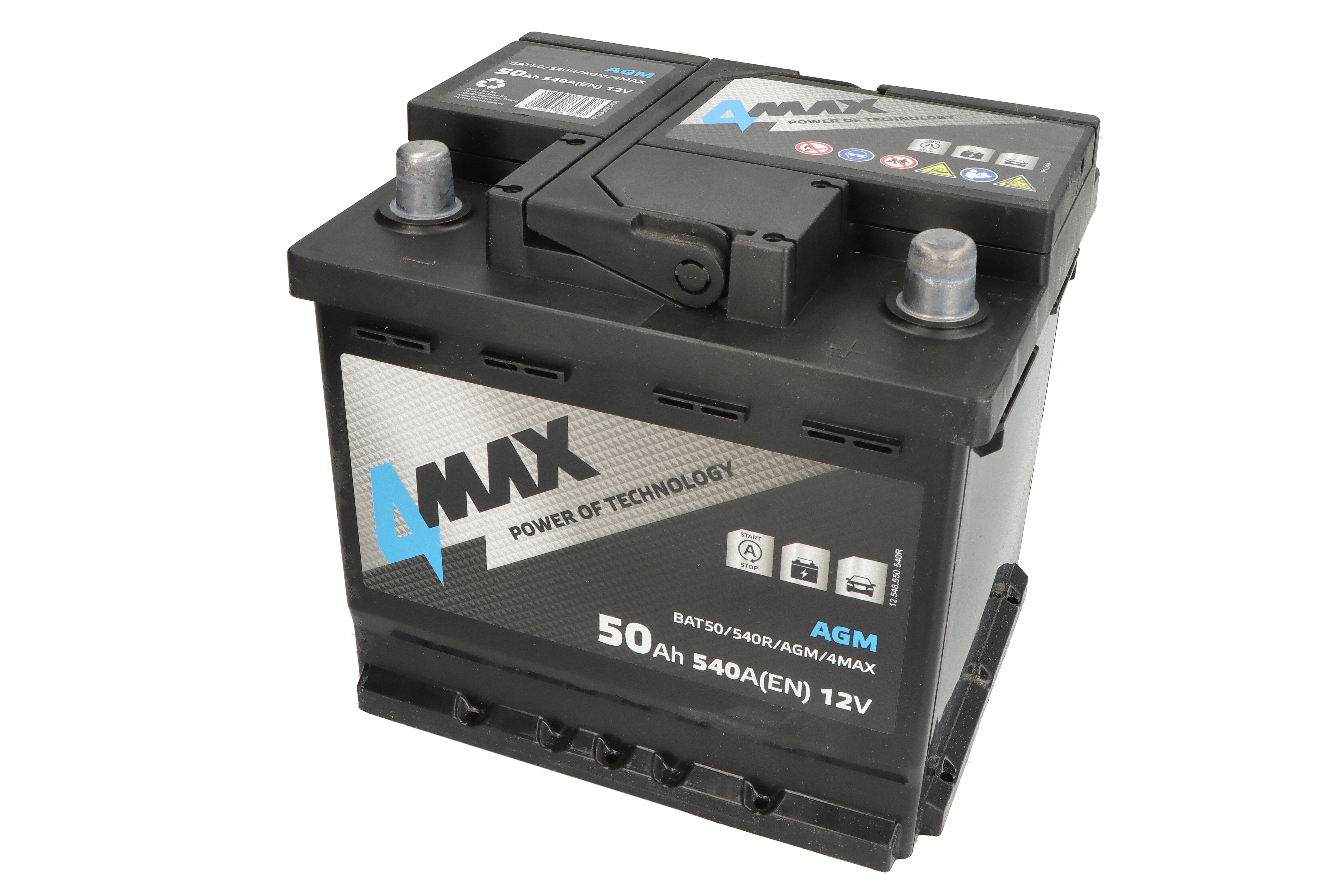 Акумулятор 4MAX 12В 50Агод./540А AGM (R+ стандартні клеми) 207x175x190 B13 (пусковий/agm)