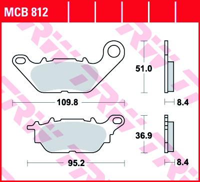 TRW MOTO sada brzdových destiček, kotoučová brzda YAMAHA GPD 125 (N-MAX) 15-18, XC 115 S 14-16, YBR 125 (CUSTOM) 07-16 (B0053AQGGO)
