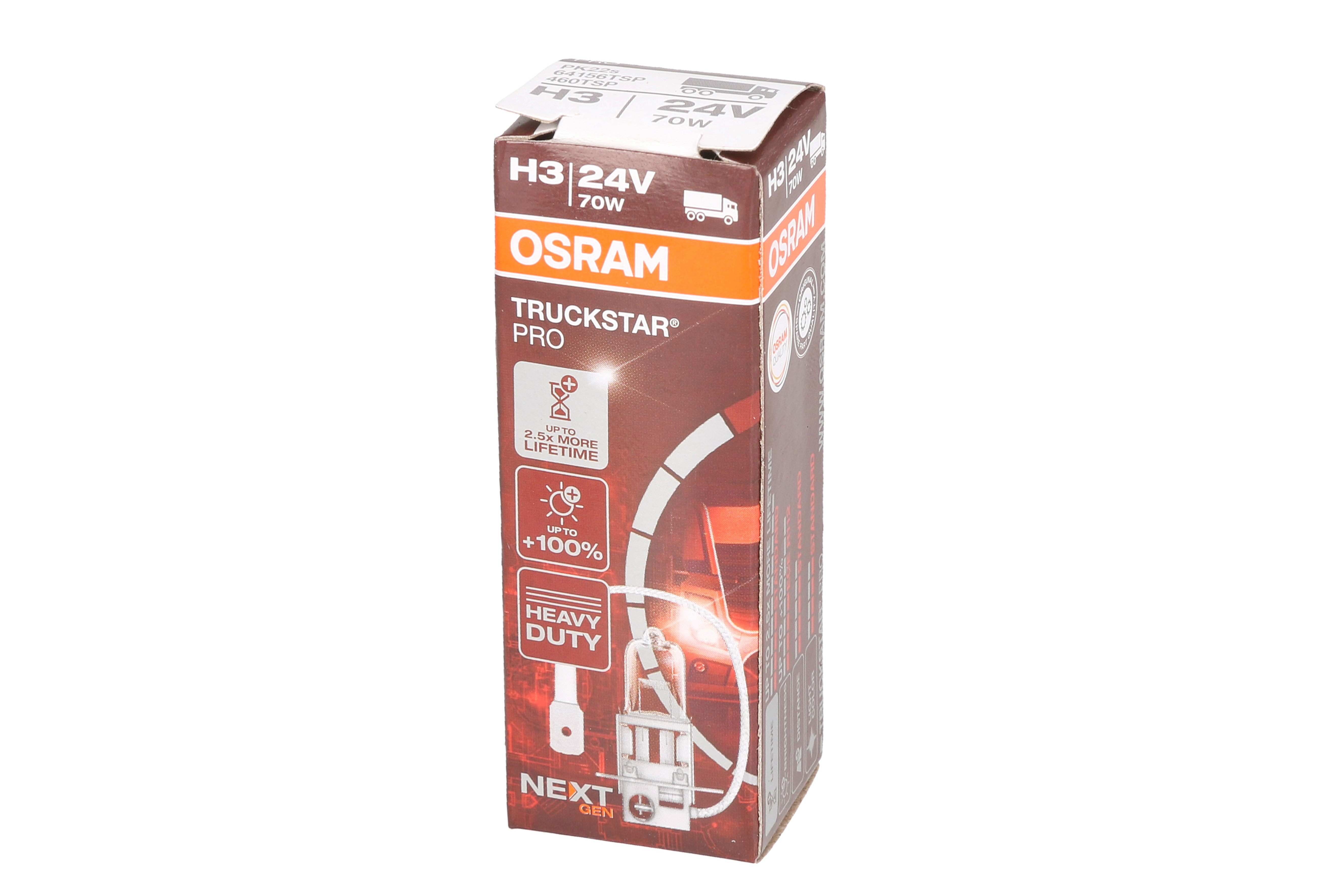 Автолампа галогенова 70W H3 24V 70W PK22S/TRUCKSTAR PRO - НА 100% БІЛЬШЕ СВІТЛА OSRAM (64156TSP) osram фото 4