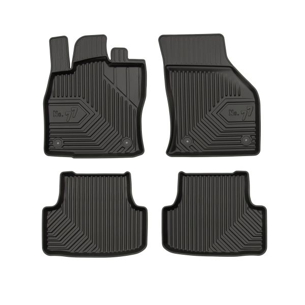 Set 5 covorase auto SEAT LEON ST (5F8) din 2011-2018, cu covoras tunel median, cauciuc, 4x Stickere auto cu SEAT