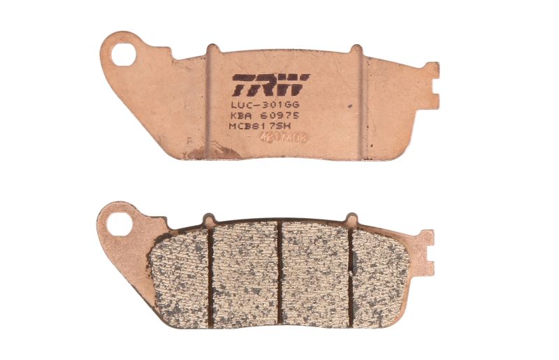 TRW MOTO sada brzdových destiček, kotoučová brzda HONDA CD 250 U 88-92, CH 125 (SPACY) 98-99, MBX 50 SD 85-88, VFR 1200 F 10, HYOSUNG COMET 250, 125 04, GT 125R, 650S (SPORT), 650R FI (SPORT), 250 (COMET), 125R (SUPERSPORT), 650R (COMET), 650 (COMET), 650