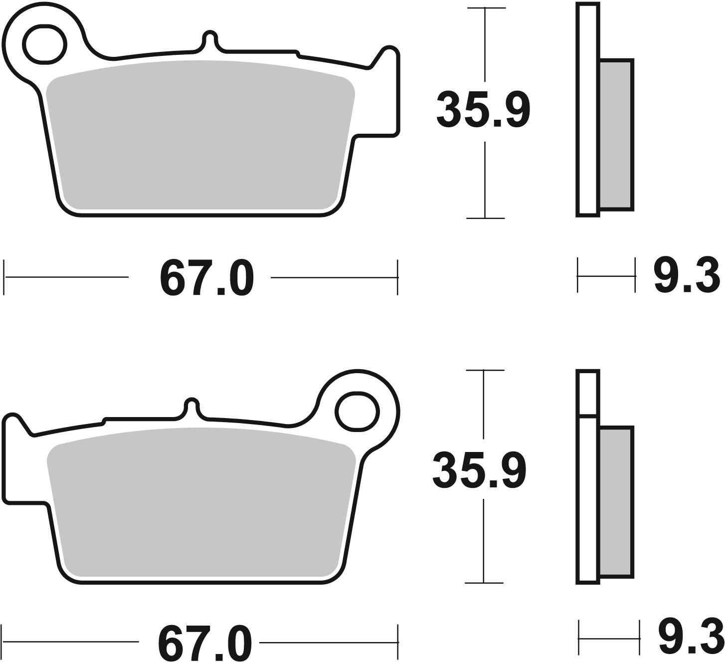 BREMBO sada brzdových destiček, kotoučová brzda KAWASAKI KLX 450 R 08-09, YAMAHA YZ 250 F 16