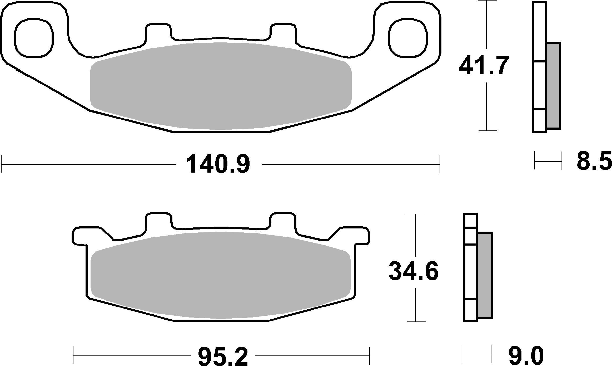 BREMBO sada brzdových destiček, kotoučová brzda KAWASAKI ER 500 (TWISTER) 97-00, EX 500 (NINJA), 400 (NINJA) 87-95, GPX 250R, 600R, 750 (BLACBKIRD), 750 (WARBIRD), 400R, 1000R 87-96, GPZ 900R (NINJA), 750R 87-94, GTR 1000 94-03, KDX 250 (BALIUS) 91, KL 65