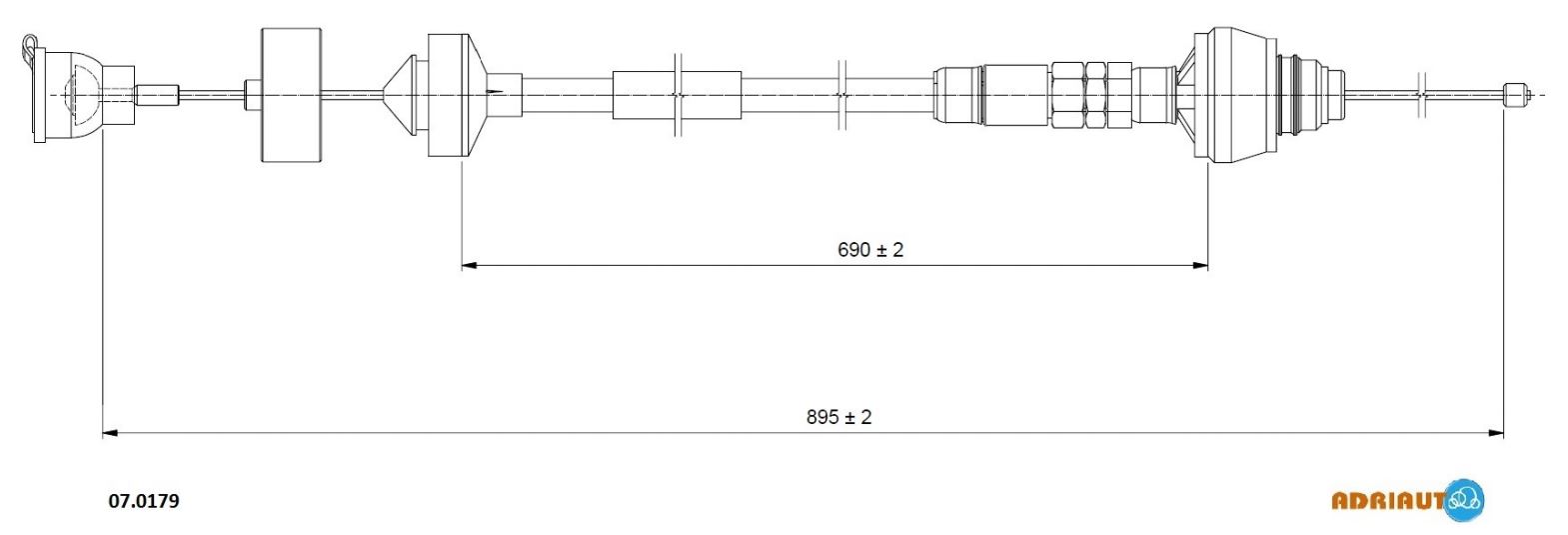 Трос зчеплення (895мм/700мм) CITROEN BERLINGO, PEUGEOT PARTNER 1.4-2.0D 05.96-12.15 фото 2