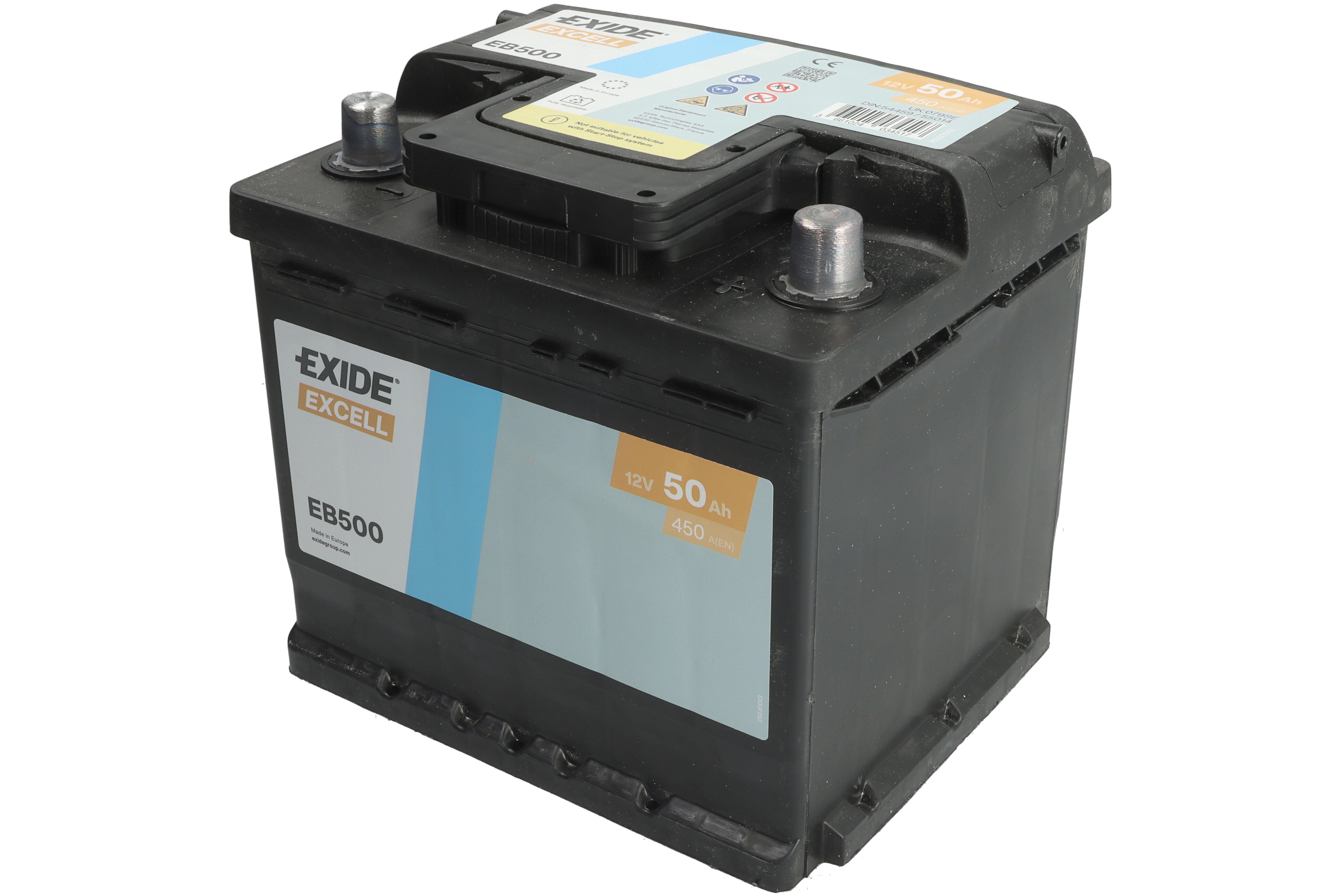Акумуляторна батарея 50Ah/450A (207x175x190/+R/B13) Excell Exide фото 5