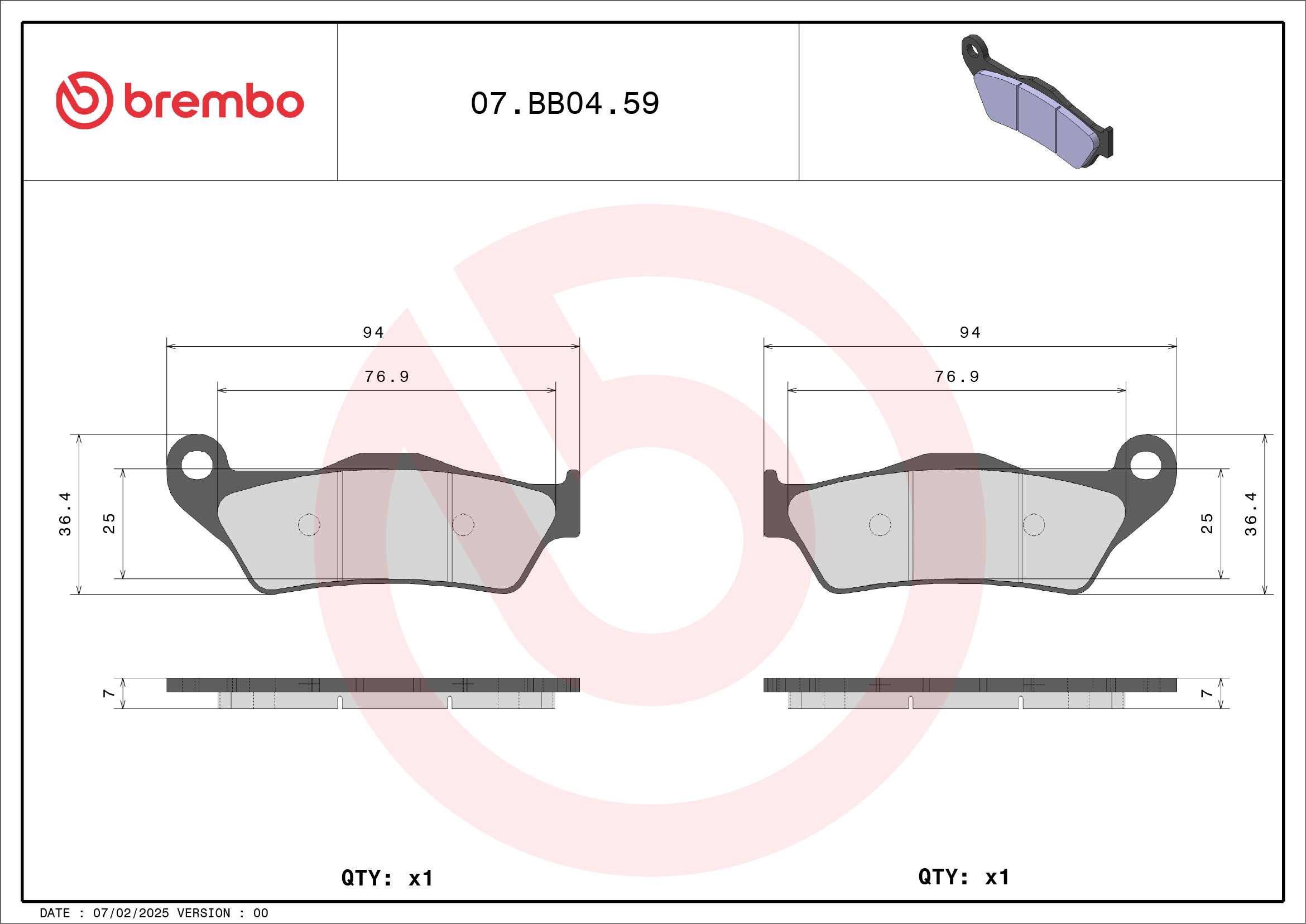 BREMBO sada brzdových destiček, kotoučová brzda ATK 125 125 LC 99-01, 250 250 LC, AC 96-01, 260 260 LC 96-01, 406 406 96-99, CROSS 350 COUNTRY, 50 MINI, 605 COUNTRY 96-01, DIRT 600 AC, 500, 605 SOHC, 500 SOHC 98-01, ENDURO 500, 605 AC, 350, 605 SOHC, 350