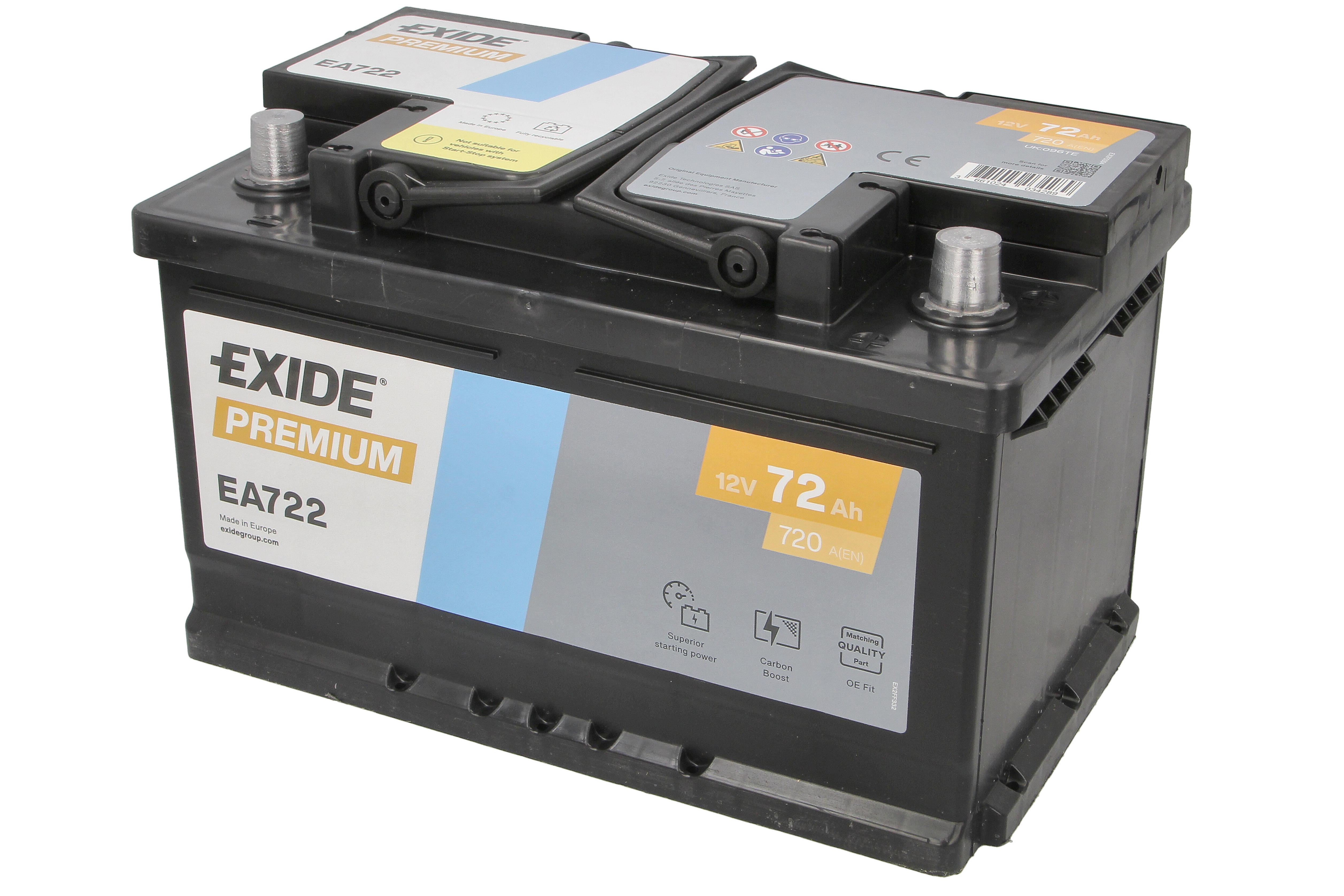 Акумуляторна батарея 72Ah/720A (278x175x175/+R/B13) Premium Exide фото 5