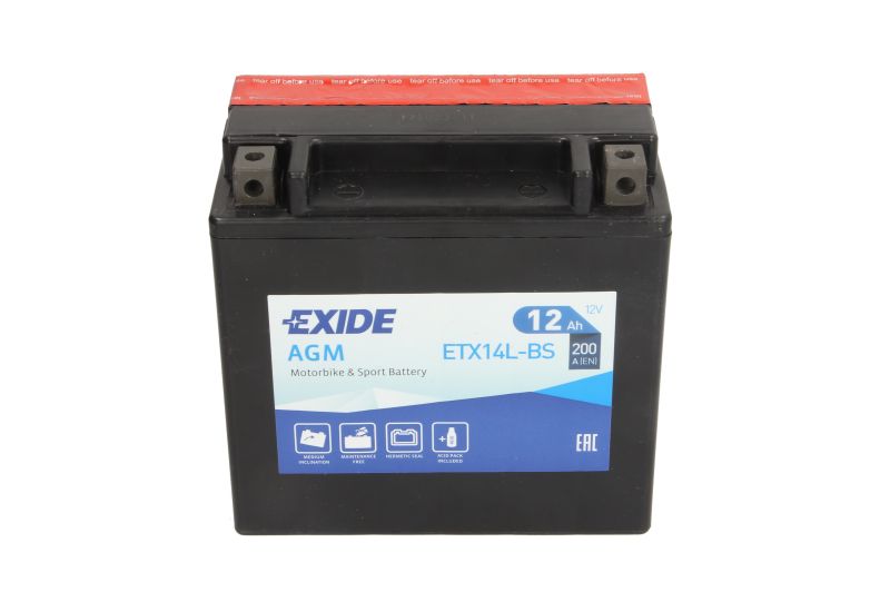 EXIDE startovací baterie BUELL 1125 1125 R, CR 08-10, HARLEY DAVIDSON XG 750 (STREET), 500 (STREET) 15-16, XL 1200V (SP. SEVENTY TWO), 1200X (FORTY EIGHT), 883L (SP. LOW), 883 (SPORTSTER), 883C (CUSTOM), 1200R (SP.ROADST.), 1200C (SP.CUST.), 1200R (ROADST