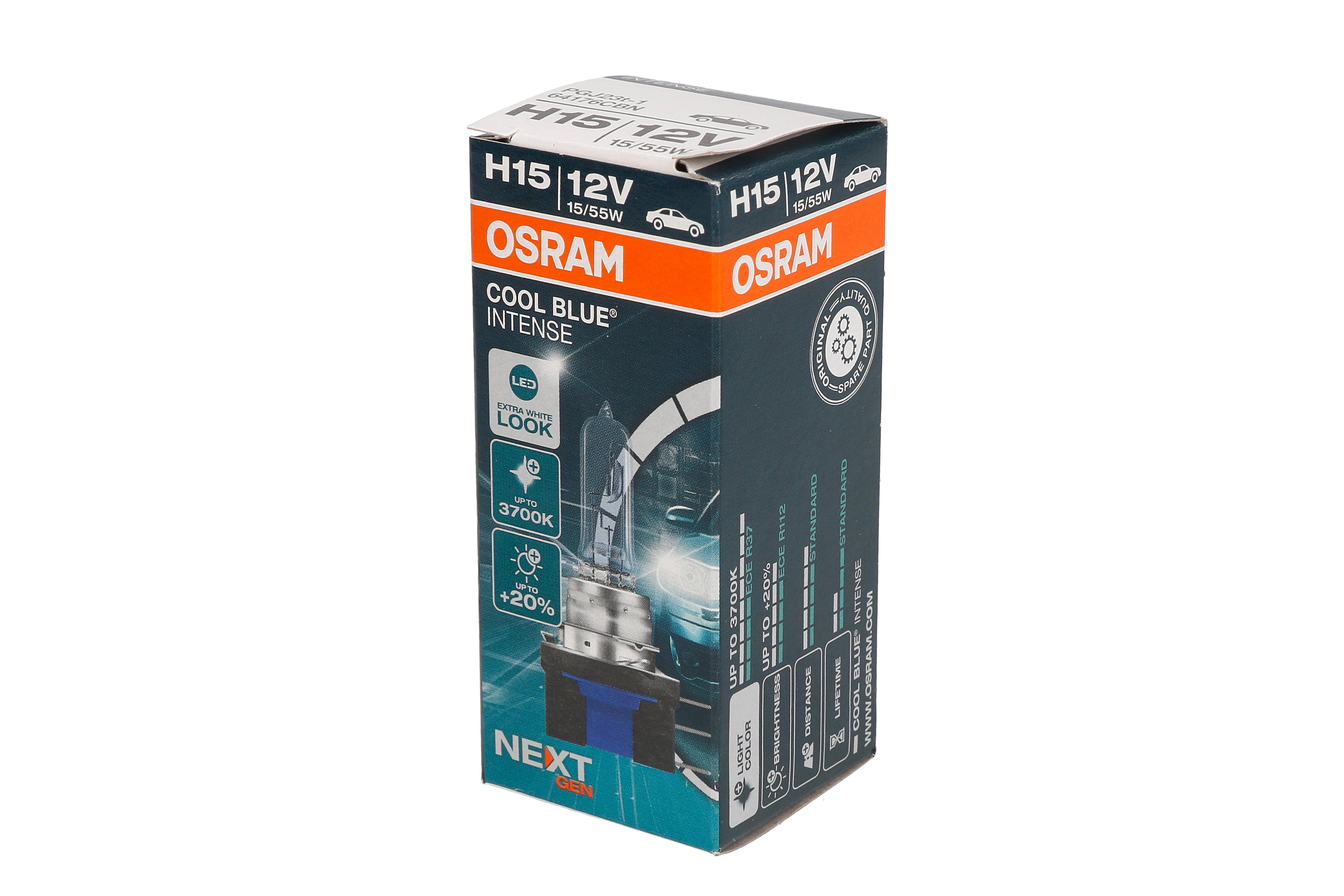 Автолампа галогенова 55/15W H15 12V 55/15W 3700K PGJ23T-1 / COOL BLUE INTENSE NEXT GEN - НА 2 OSRAM (64176CBN) osram фото 4