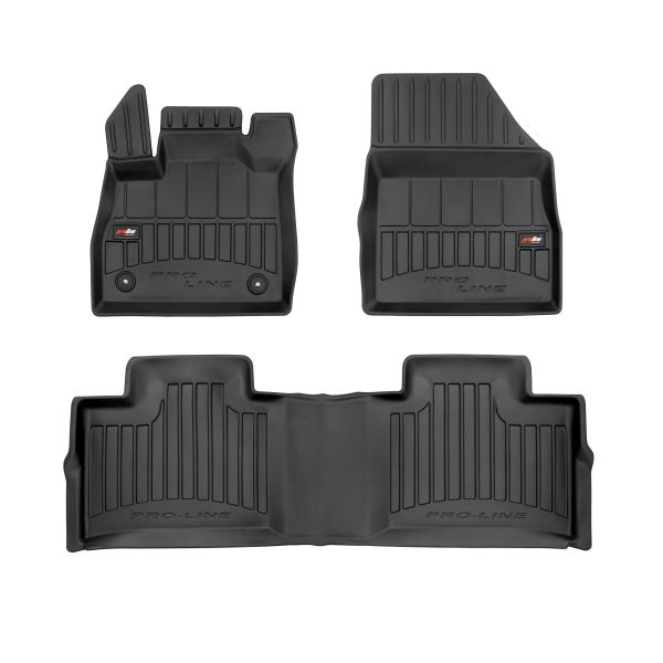 Set 5 covorase auto RENAULT ESPACE V (JR_) din 2009-2020, cu covoras tunel median, cauciuc, 4x Stickere auto cu RENAULT