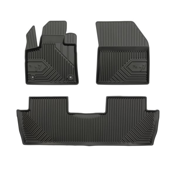 Set 5 covorase auto PEUGEOT 5008 II (MC_, MJ_, MR_, M4_) din 2004-2012, cu covoras tunel median, cauciuc, 4x Stickere auto cu PEUGEOT