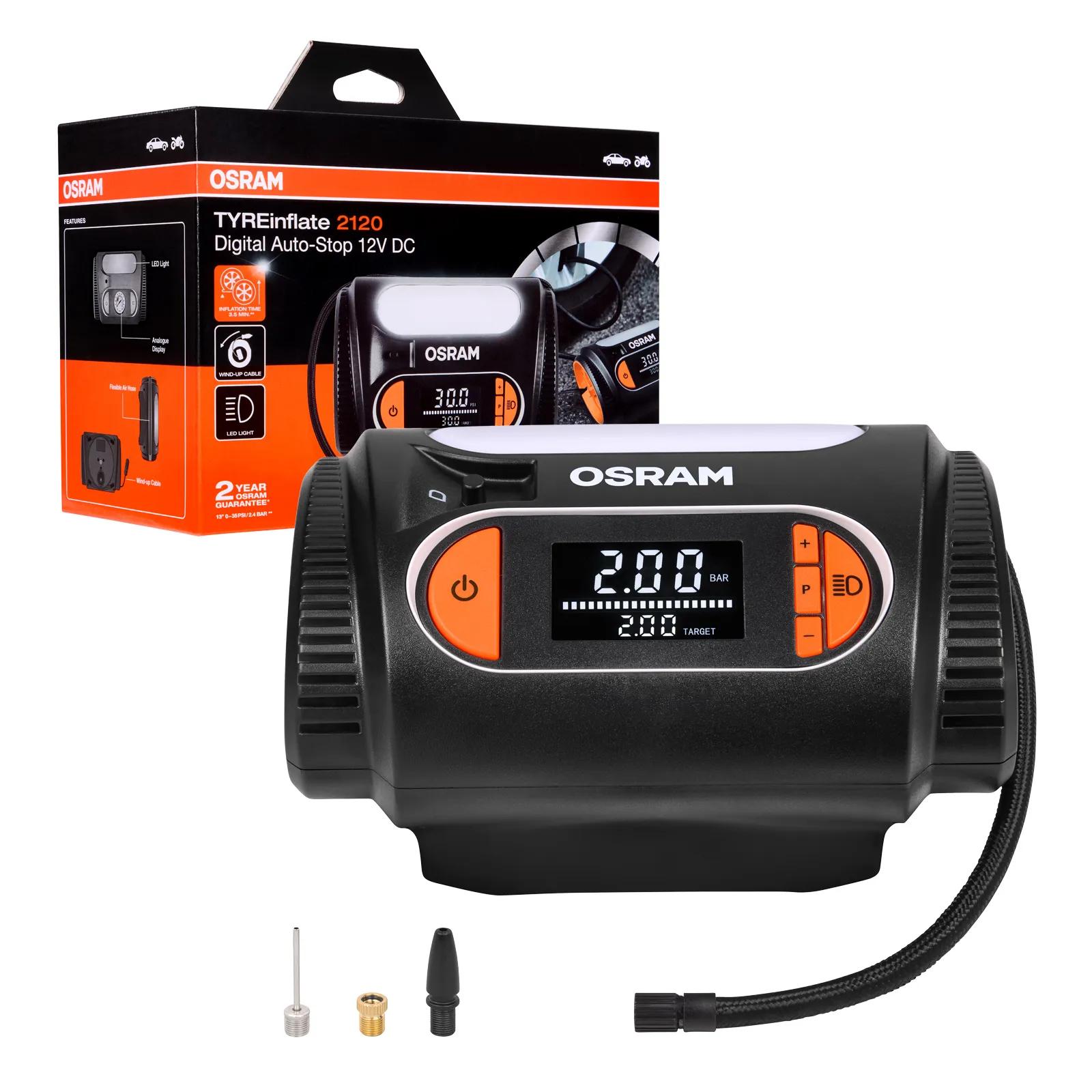 Компресор для накачування шин TYREINFLATE 2120 / 12V 15A 180W / ШИНА R13 НАКАЧУЄТЬСЯ ЗА 3.5 ХВ. OSRAM (OTI2120) osram фото 5