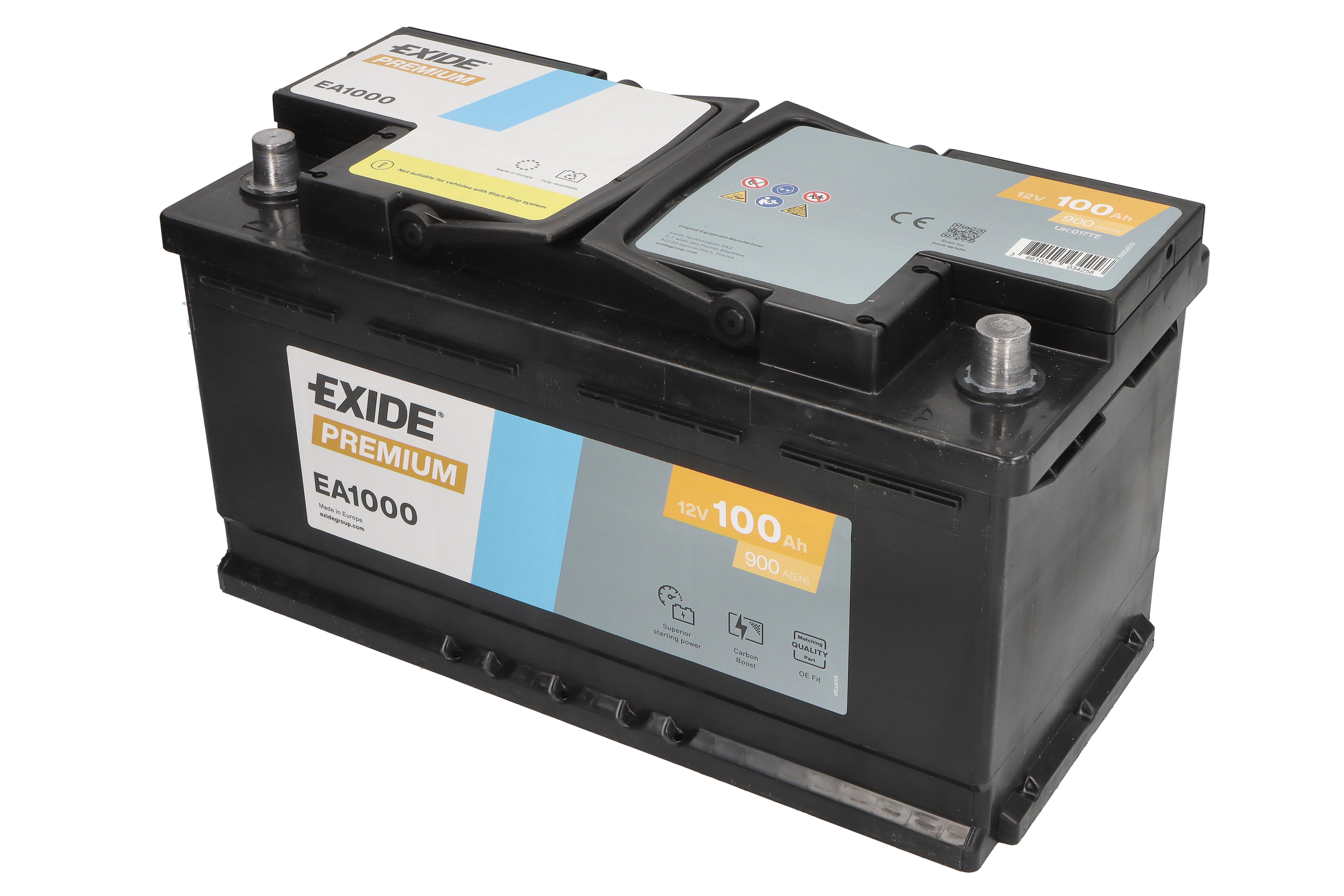 Акумуляторна батарея 100Ah/900A (353x175x190/+R/B13) Premium Exide фото 4