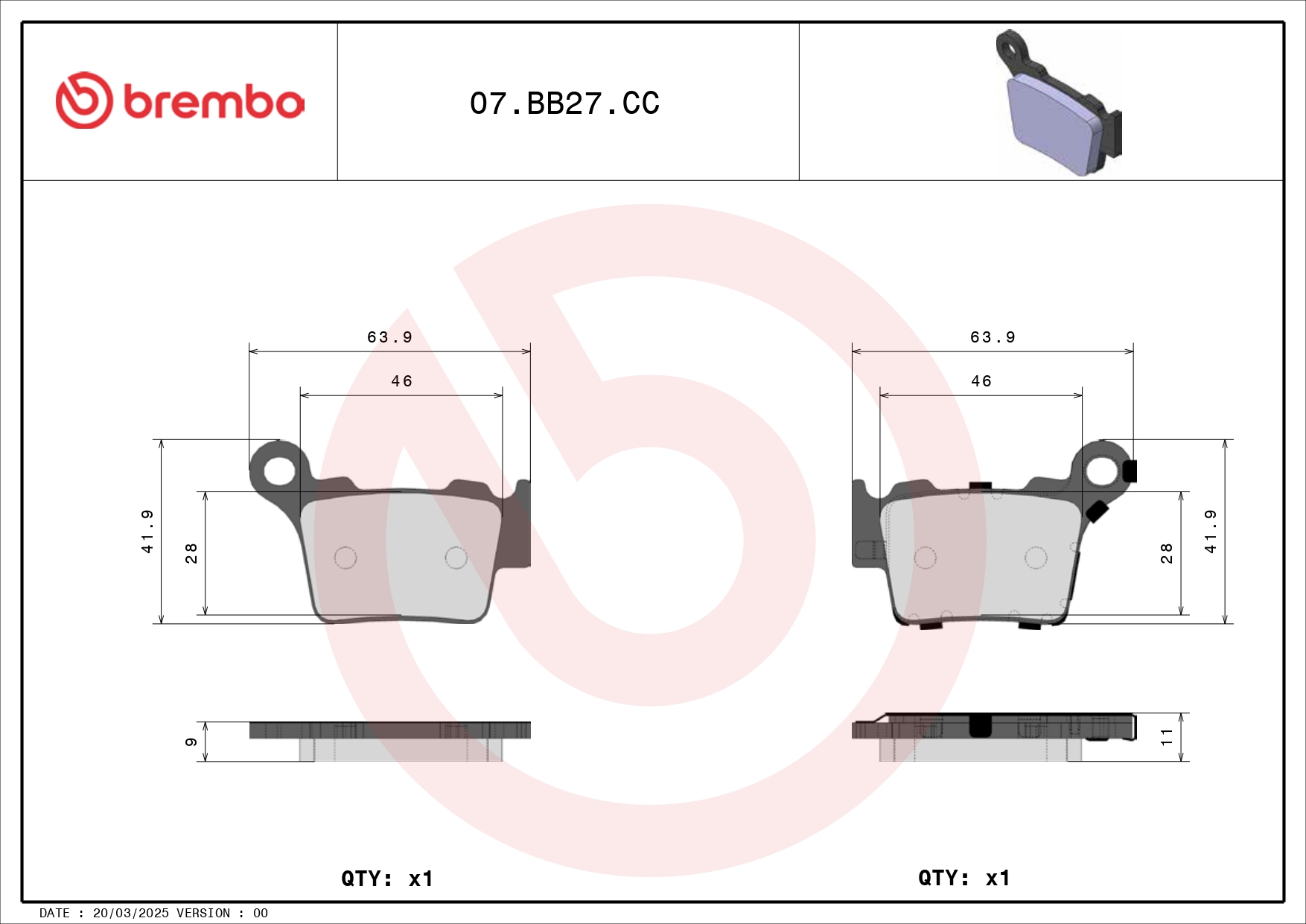 BREMBO sada brzdových destiček, kotoučová brzda HUSQVARNA SM 630 10, TE 630 14, SWM SM 500 R 18-20