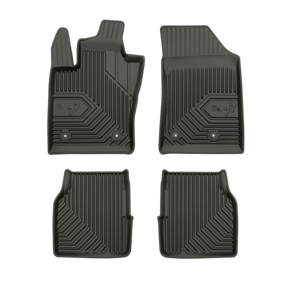Set 5 covorase auto JEEP COMPASS (MP, M6, MV, M7) din 2008-2017, cu covoras tunel median, cauciuc, 4x Stickere auto cu JEEP
