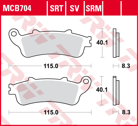 TRW MOTO sada brzdových destiček, kotoučová brzda APRILIA LEONARDO 125 97-98, BENELLI 125 125 JARNO 89, BETA EIKON 150, 125 99, HONDA CB 1100 SF 00-03, CBR 1100 XX (BLACKBIRD) 96-08, FE 250 (FORESIGHT) 97, FJS 600A (SILVER WING ABS), 600 (SILVER WING), 60