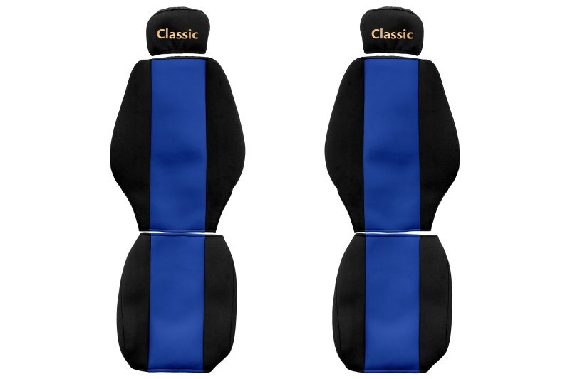 Set Huse Scaune Camion Tir MERCEDES-BENZ AXOR din 2002-2004, Auto, Model CLASSIC, Culoare Albastru, 4x Stickere auto cu MERCEDES-BENZ