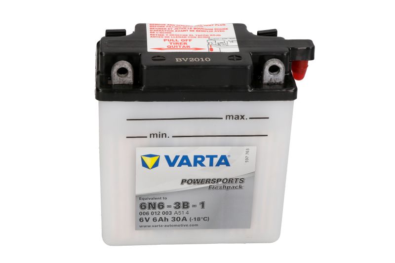 VARTA startovací baterie BENELLI 125 125 2CSE 76, HONDA CB 125 S 73-80, CL 100 SCRAMBLER 70-73, MT 250 (ELSION), 125 74-76, SL 100 70-73, XL 175, 100 73-78, YAMAHA DT 125, 400MX, 250MX 74-82, RT 180 95, XT 250, 500 80-85 (B004R9E0M4, 6N6-3B-2 VARTA FUN)