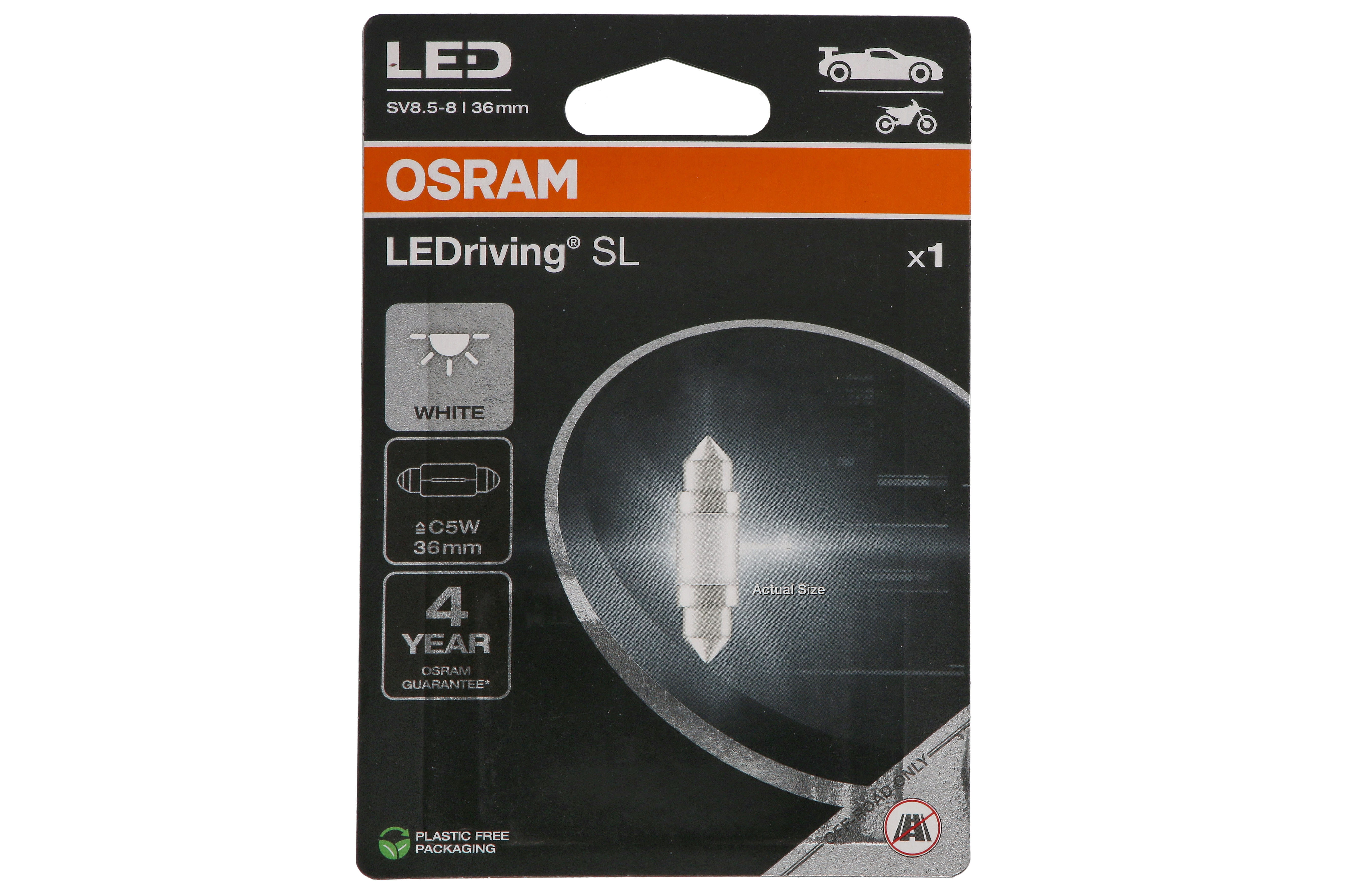 Автолампа світлодіодна C5W LED 12V 0.6W 6000K 36MM SV8.5-8 / LEDRIVING® SL / COOL WHITE OSRAM (6418DWP-1BL) osram фото 5