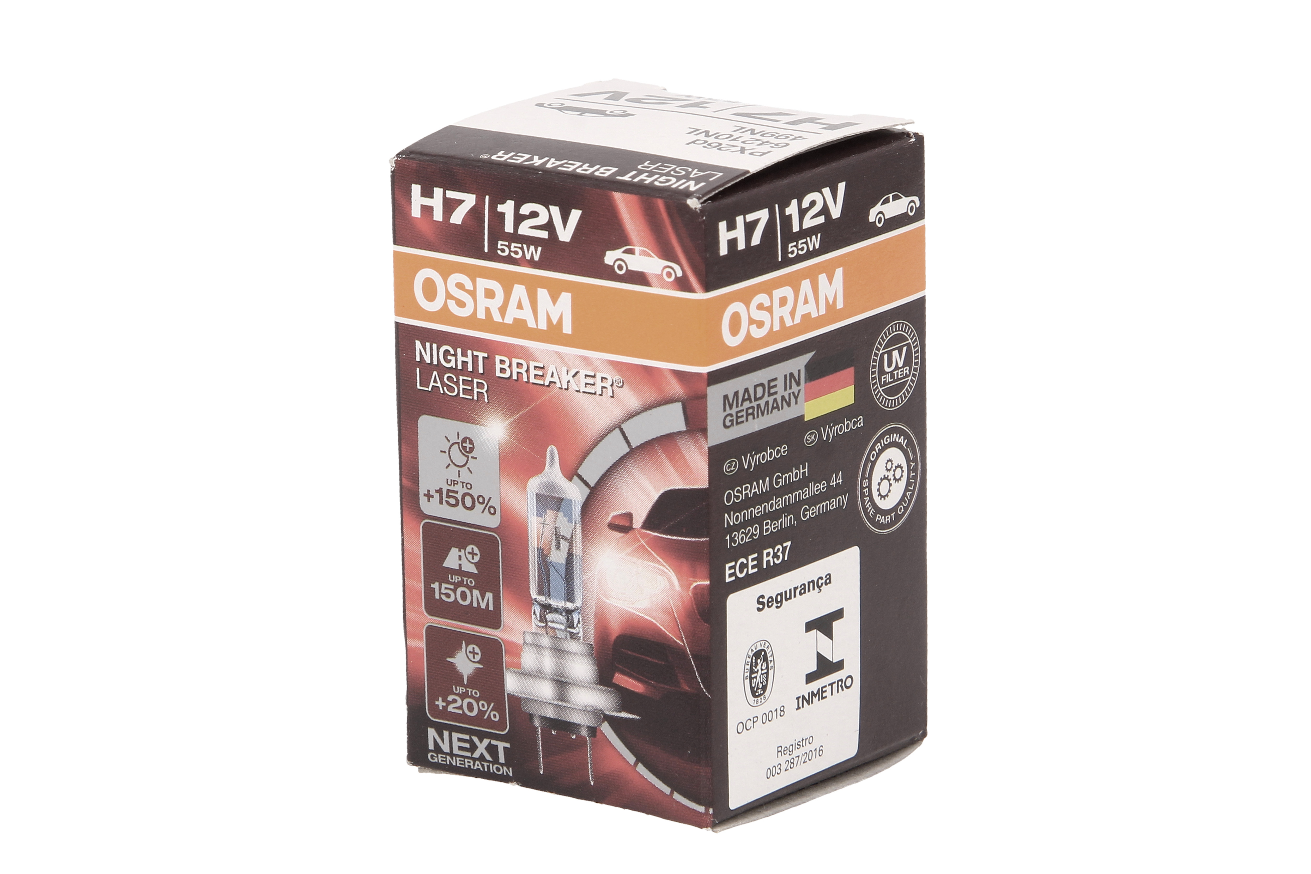 Автолампа галогенова 55W H7 12V 55W PX26D / NIGHT BREAKER® LASER - НА 150% БІЛЬШЕ СВІТЛА Н OSRAM (64210NL) osram фото 3