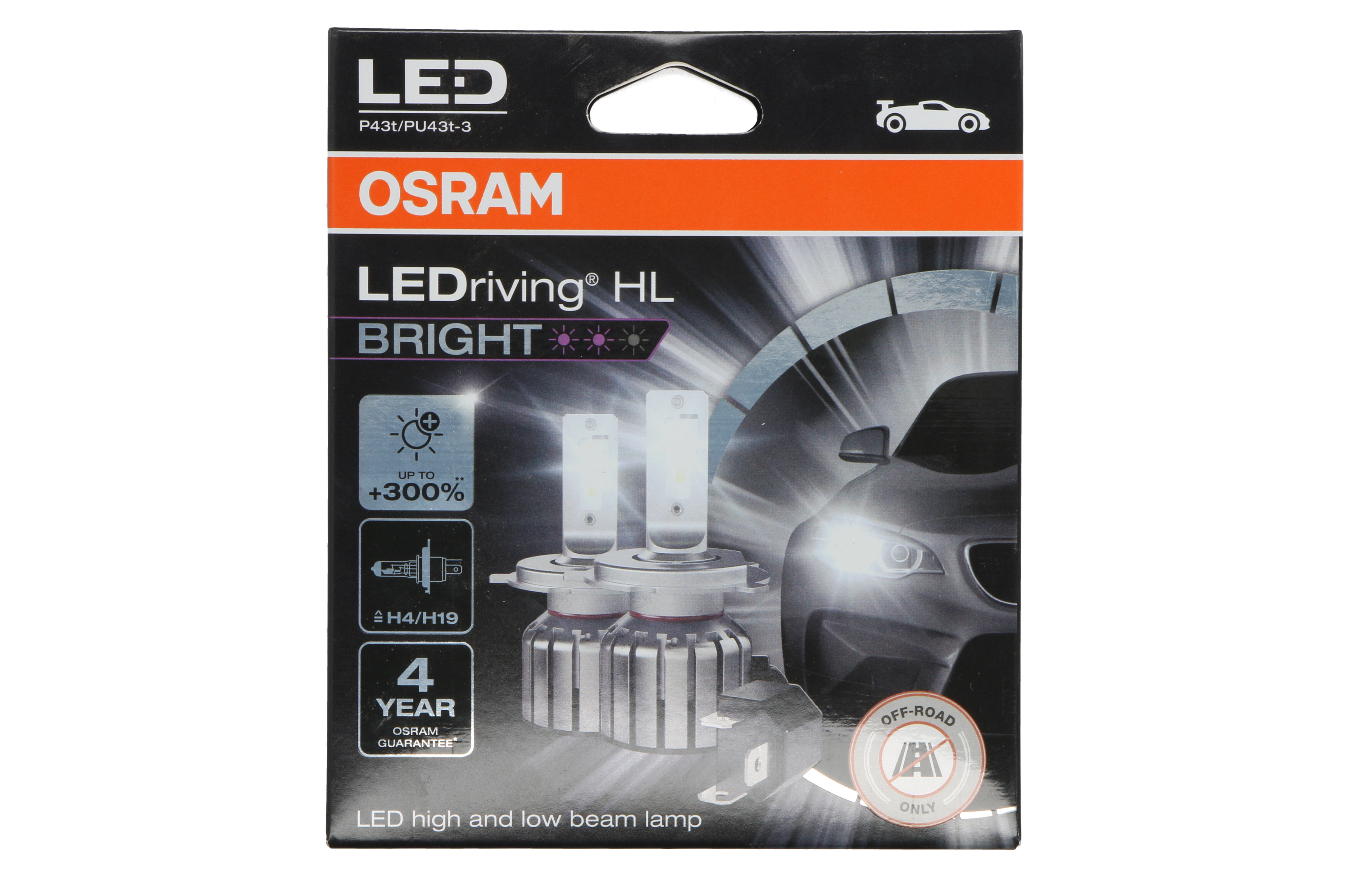 Комплект світлодіодних автоламп H4/H19 LED 12V 15/15W 6000K P43T/PU43T-3 / LEDRIVING® HL BRIGHT / OSRAM (64193DWBRT-2HFB) osram фото 4
