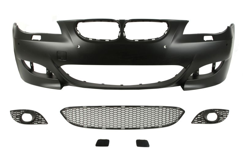 Imagine pentru produsul „Bara Fata, M-PAKIET, cu gauri pentru lampa de ceata, cu gauri pentru spalator de faruri, cu gauri pentru senzorii de parcare, se potrivește: BMW 5 E60"
