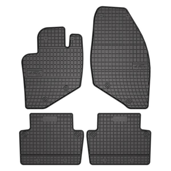 Set 5 covorase auto VOLVO S60 I (384) din 2008-2017, cu covoras tunel median, cauciuc, 4x Stickere auto cu VOLVO