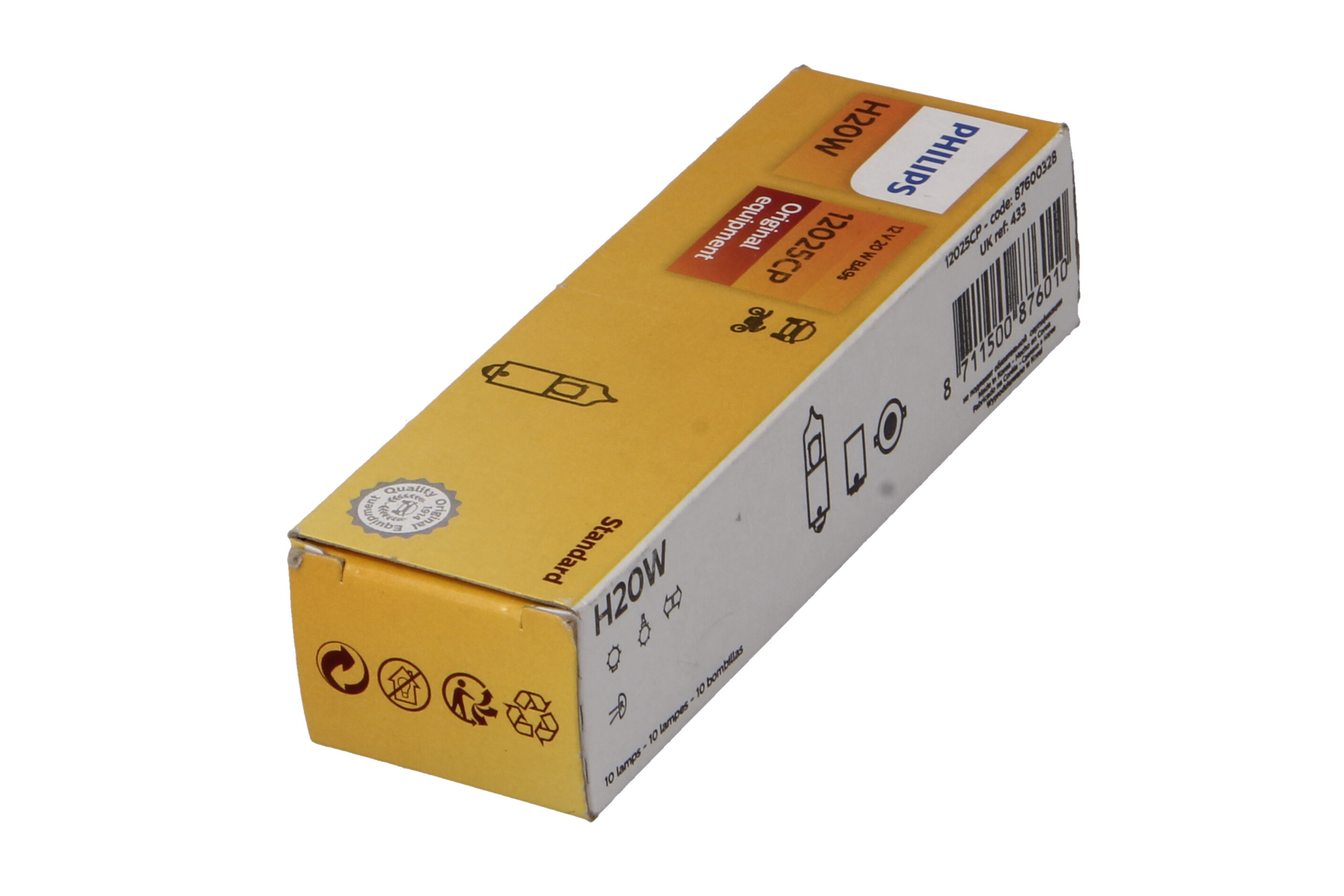 Автолампа 20W H20W 12V 20W BA9S/STANDARD/КРАТН. X10 PHILIPS (12025CP) Philips фото 4