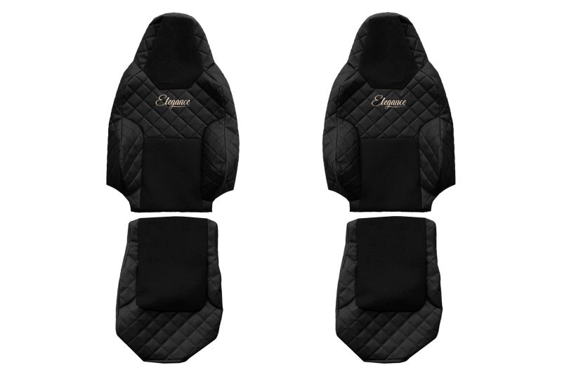 Set Huse Scaune Camion Tir MAN TGX II din 2020, Auto, Model ELEGANCE Q, Culoare Negru, 4x Stickere auto cu MAN