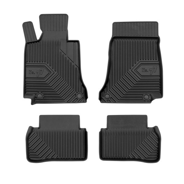 Set Covorase Auto Si Tavita Portbagaj MERCEDES-BENZ C-CLASS (W205) din 2013-2021, Cauciuc, Protectie Porbagaj, 4x Stickere auto cu MERCEDES-BENZ
