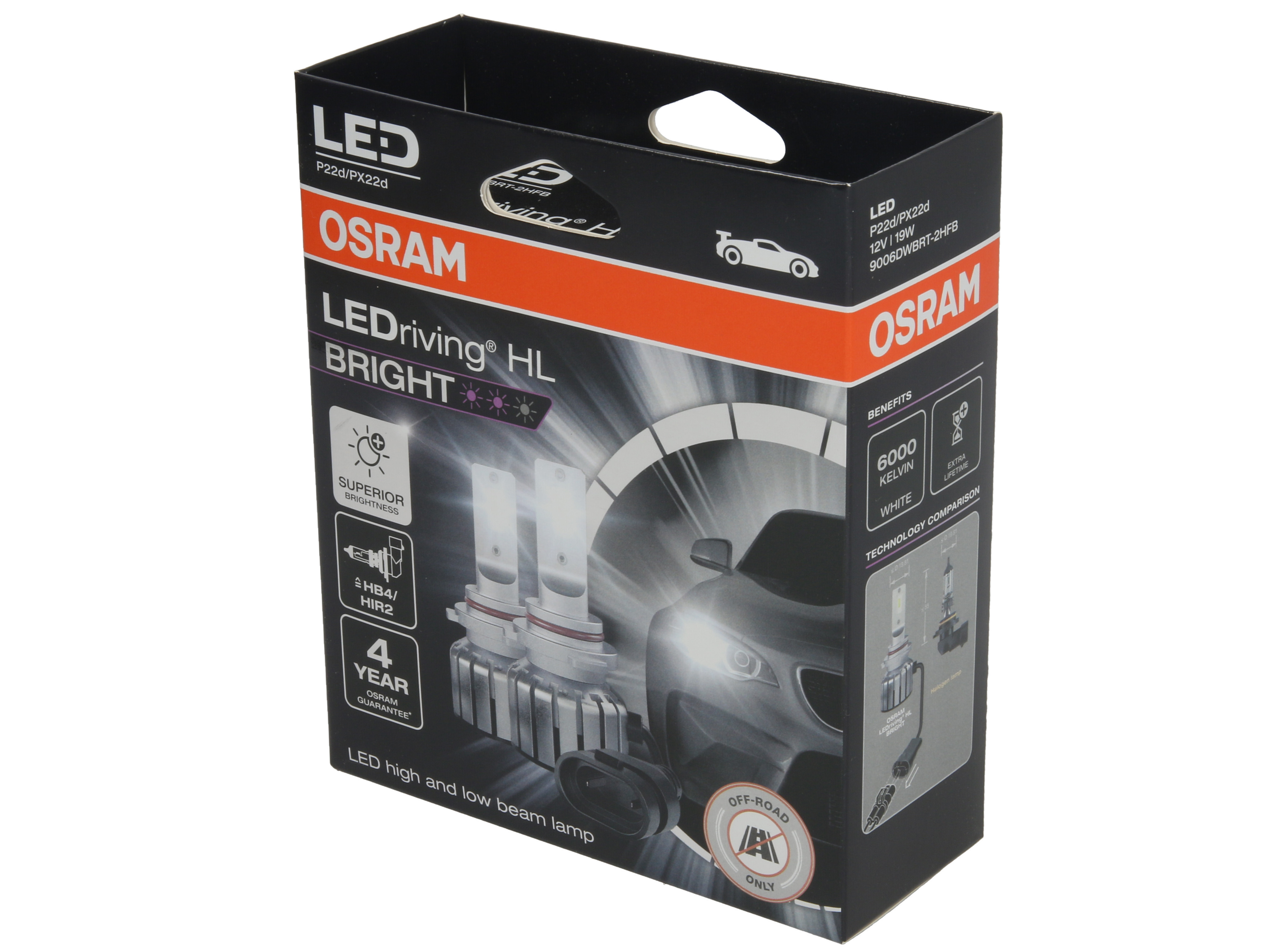 Комплект світлодіодних автоламп HB4/HIR2 LED 12V 19W 6000K P22D/PX22D / LEDRIVING® HL BRIGHT / CO OSRAM (9006DWBRT-2HFB) osram фото 4