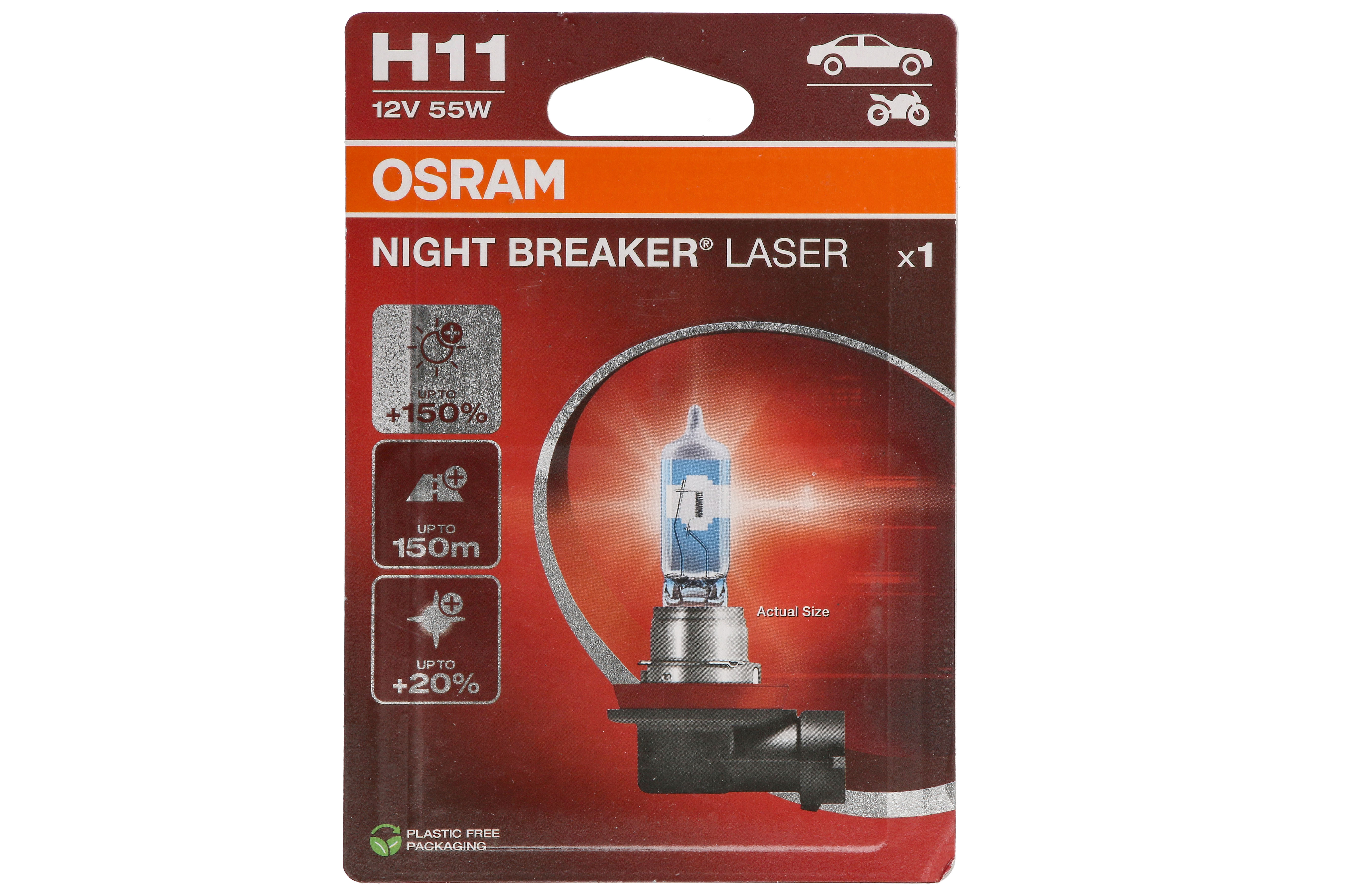 Автолампа галогенова 55W H11 12V 55W PGJ19-2 / NIGHT BREAKER® LASER - НА 150% БІЛЬШЕ СВІТЛ OSRAM (64211NL-1BL) osram фото 4