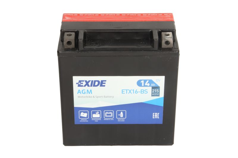 EXIDE startovací baterie HONDA XL 1000 V (VARADERO), VA (VARADERO ABS) 03-09, KAWASAKI VN 2000, 2000 (VULCAN), 1600 (MEAN STREAK), 1500 (MEAN STREAK), 1500R (DRIFTER), 1700 (VULCAN VOYAGER VAQERO), 1700 (CLASSIC), 1700 (VULCAN VOYAGER), 1700 (CLAS. TOURER