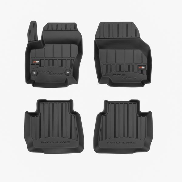 Set 5 covorase auto FORD MONDEO IV Turnier (BA7) din 2012-2019, cu covoras tunel median, cauciuc, 4x Stickere auto cu FORD