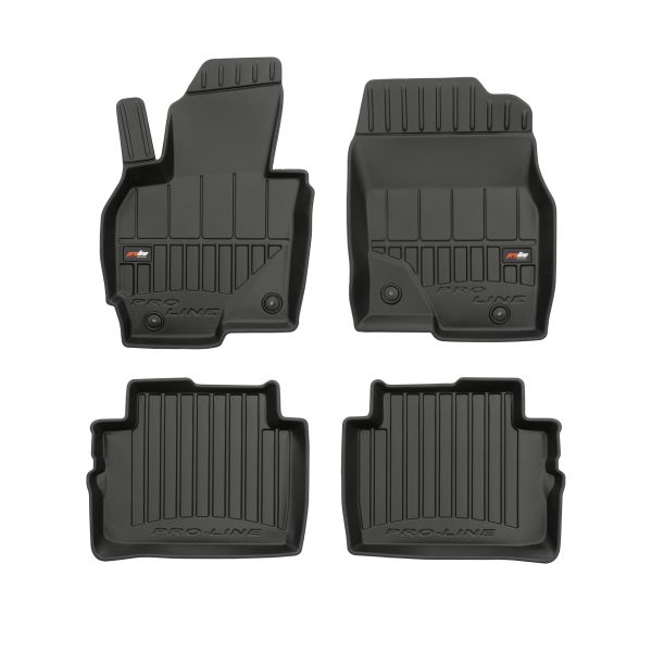 Set 5 covorase auto MAZDA CX-5 (KE, GH) din 2016-2019, cu covoras tunel median, cauciuc, 4x Stickere auto cu MAZDA