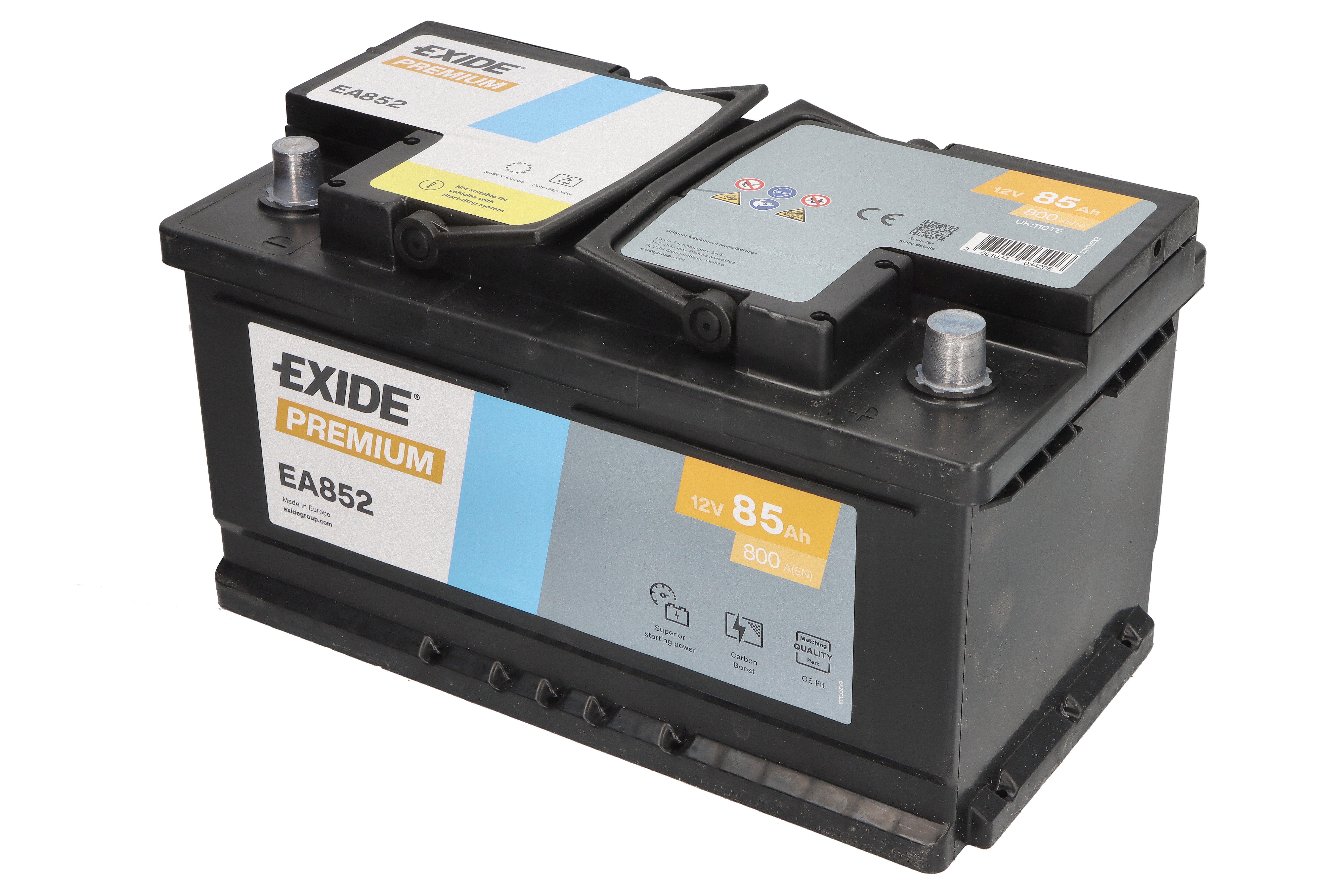 Акумуляторна батарея 85Ah/800A (315x175x175/+R/B13) Premium Exide фото 5