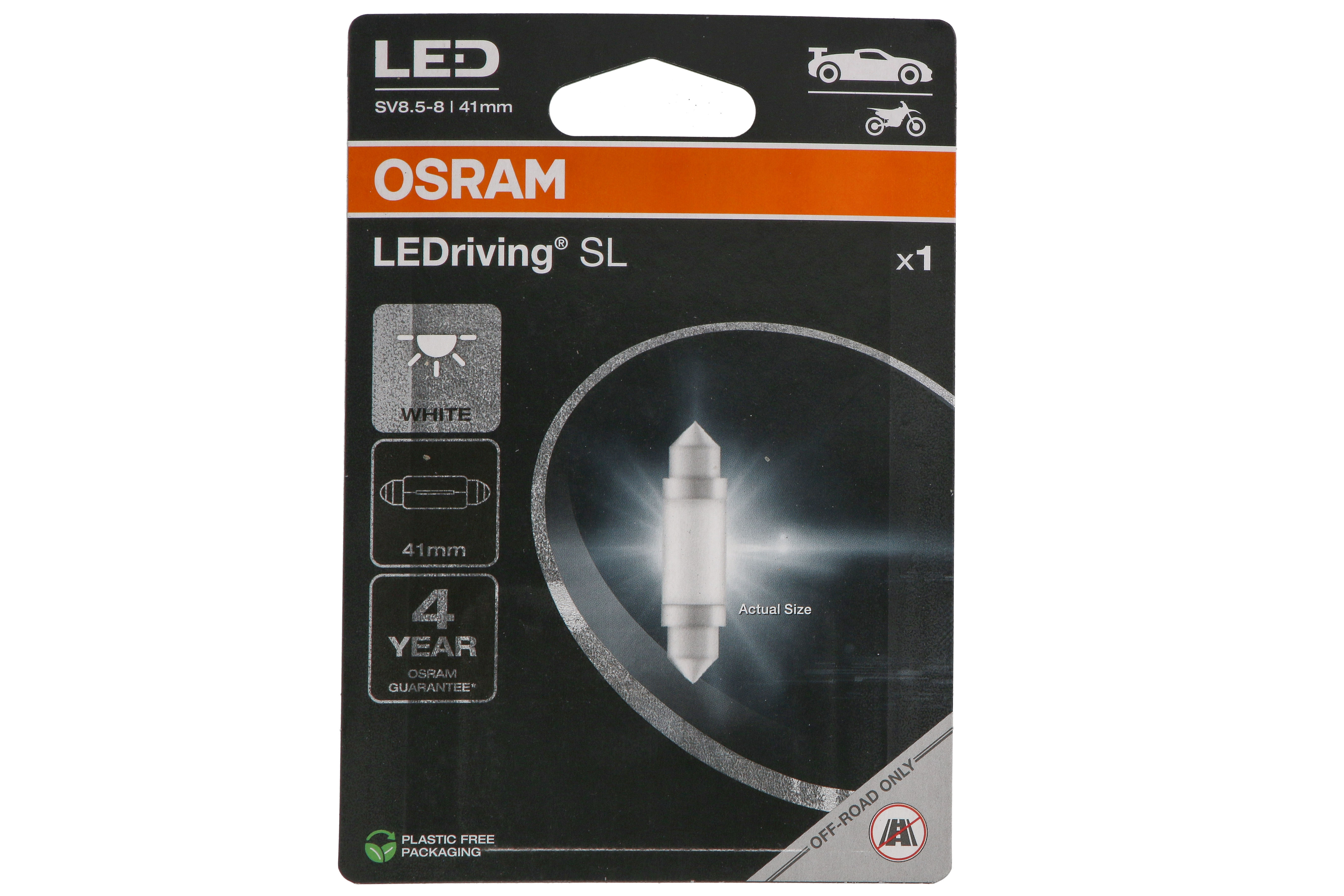 Автолампа світлодіодна C5W LED 12V 0.6W 6000K 41MM SV8.5-8 / LEDRIVING® SL / COOL WHITE OSRAM (6413DWP-1BL) osram фото 5