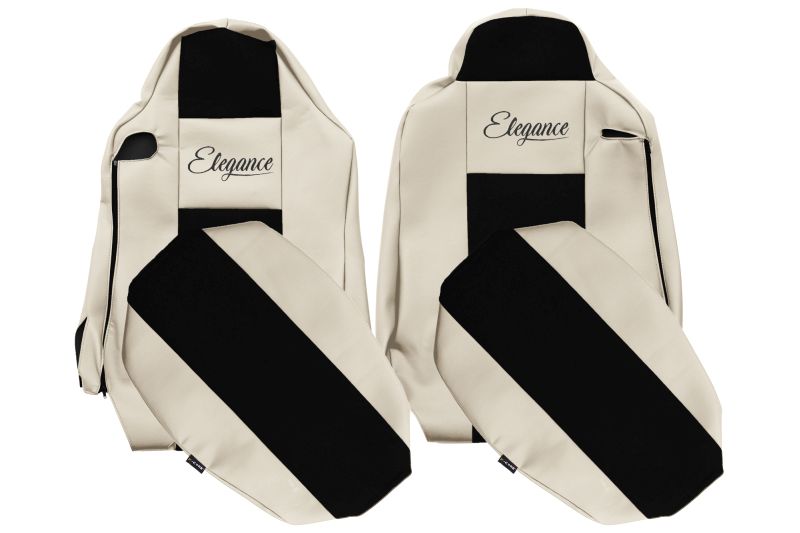 Set Huse Scaune Camion Tir MAN TGX I din 2006-2021, Auto, Model ELEGANCE S, Culoare Sampanie, 4x Stickere auto cu MAN
