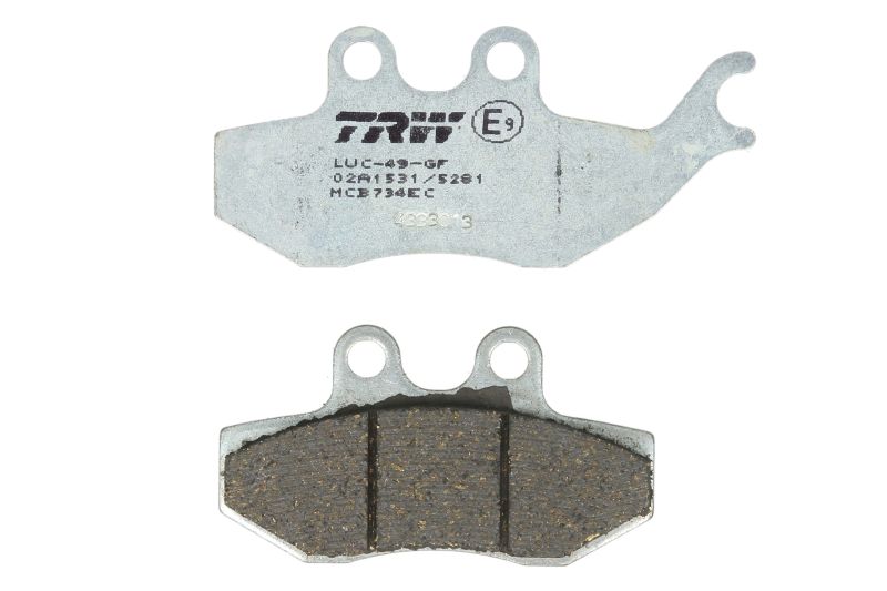 TRW MOTO sada brzdových destiček, kotoučová brzda APRILIA TUONO 50 03-04, DERBI SENDA 125 SM 04-06, KTM EXC 125 (SIXDAYS), (ENDURO) 04-16, PEUGEOT