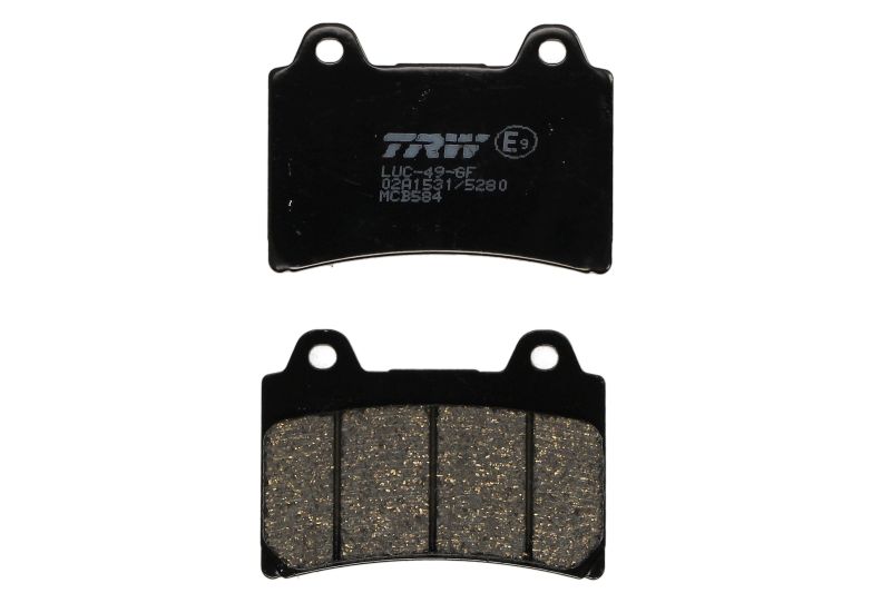 TRW MOTO sada brzdových destiček, kotoučová brzda TRIUMPH TIGER 900 93-98, YAMAHA FJ 1200 A (ABS) 91-94, FZR 750RT (GENESIS), 1000 (GENESIS EXUP) 87-88, TRX 850 96-99, XJR 1200 SP 96-98, XVZ 1300 AT (ROY.STAR TOUR CLAS.), TD (VENTURE ROYALE), BOULEVARD, (