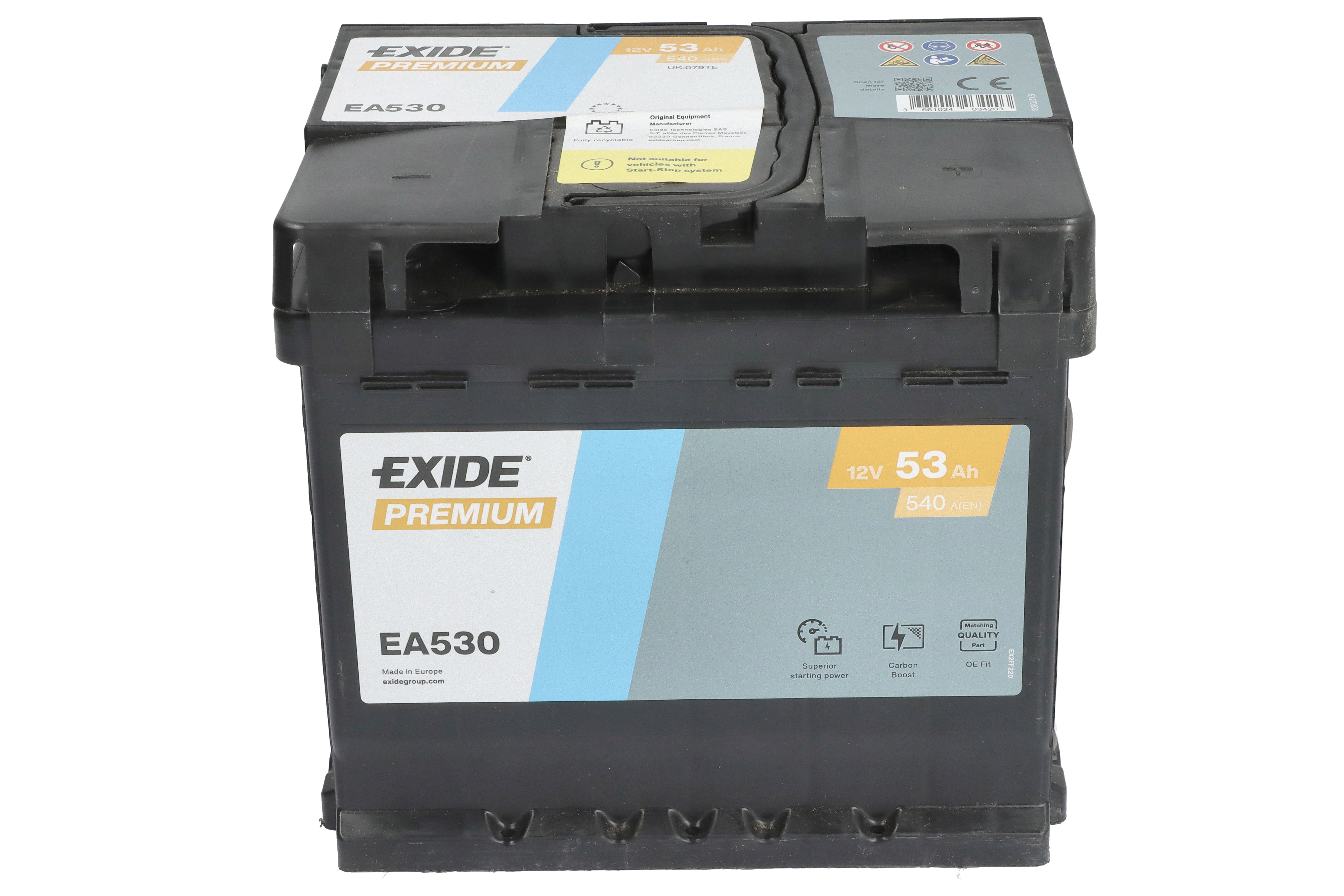 Акумуляторна батарея 53Ah/540A (207x175x190/+R/B13) Premium Exide фото 12