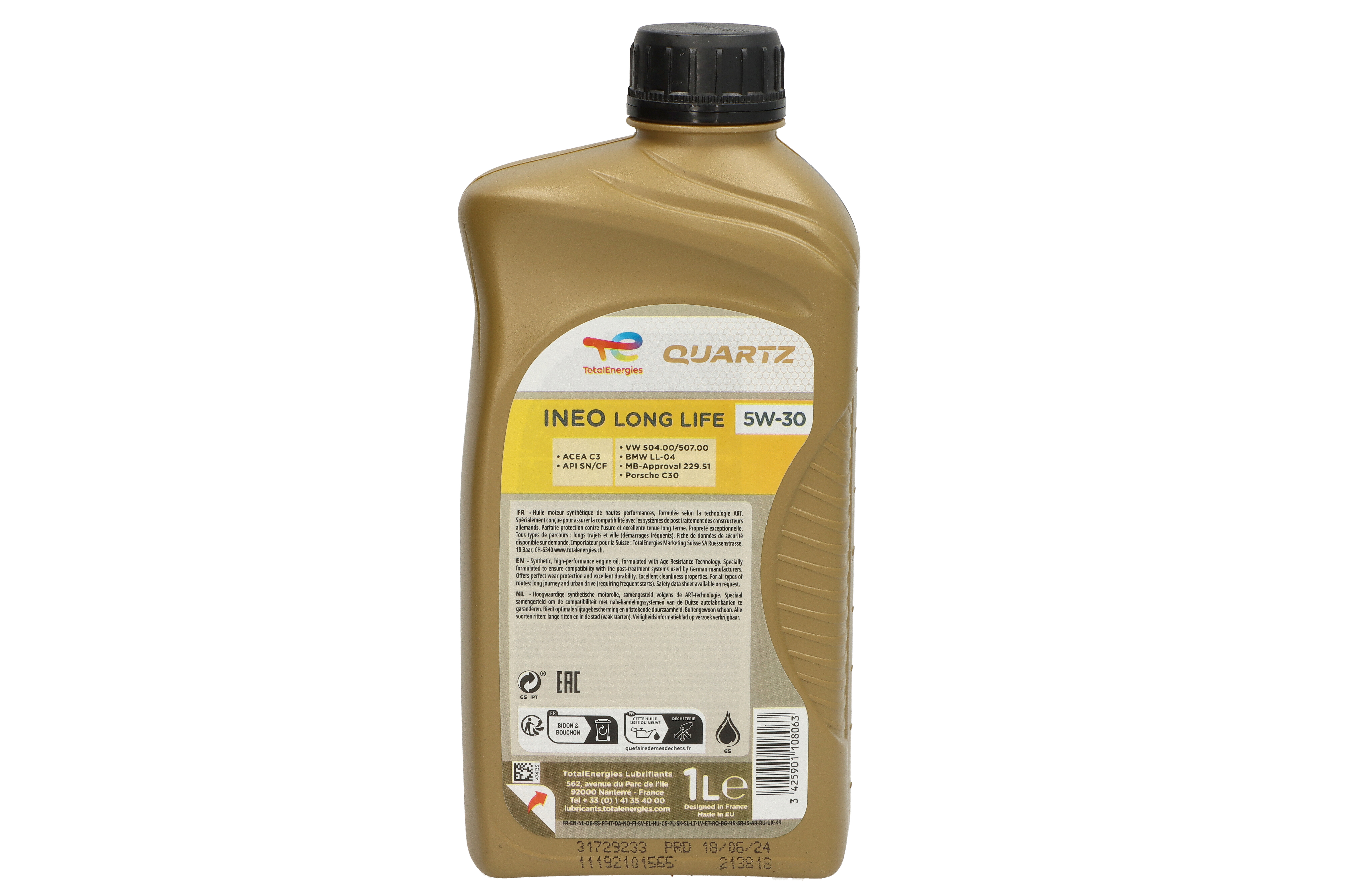 Моторна олива Quartz INEO (1L) 5W30 , BMW LL-04, ISUZU, MB 229.51, PORSCHE C30, VW 504.00, VW 507.00 фото 6